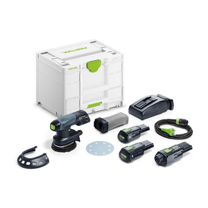 Lijadora excéntrica inalámbrica etsc 125 3,0 i-set - festool - con 2 baterí