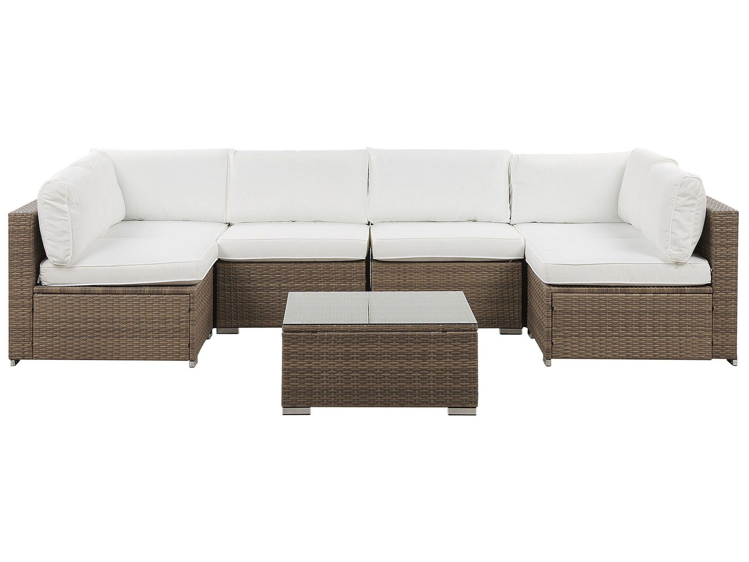 Conjunto esquinero de jardín 6 plazas belvedere ratán sintético blanco