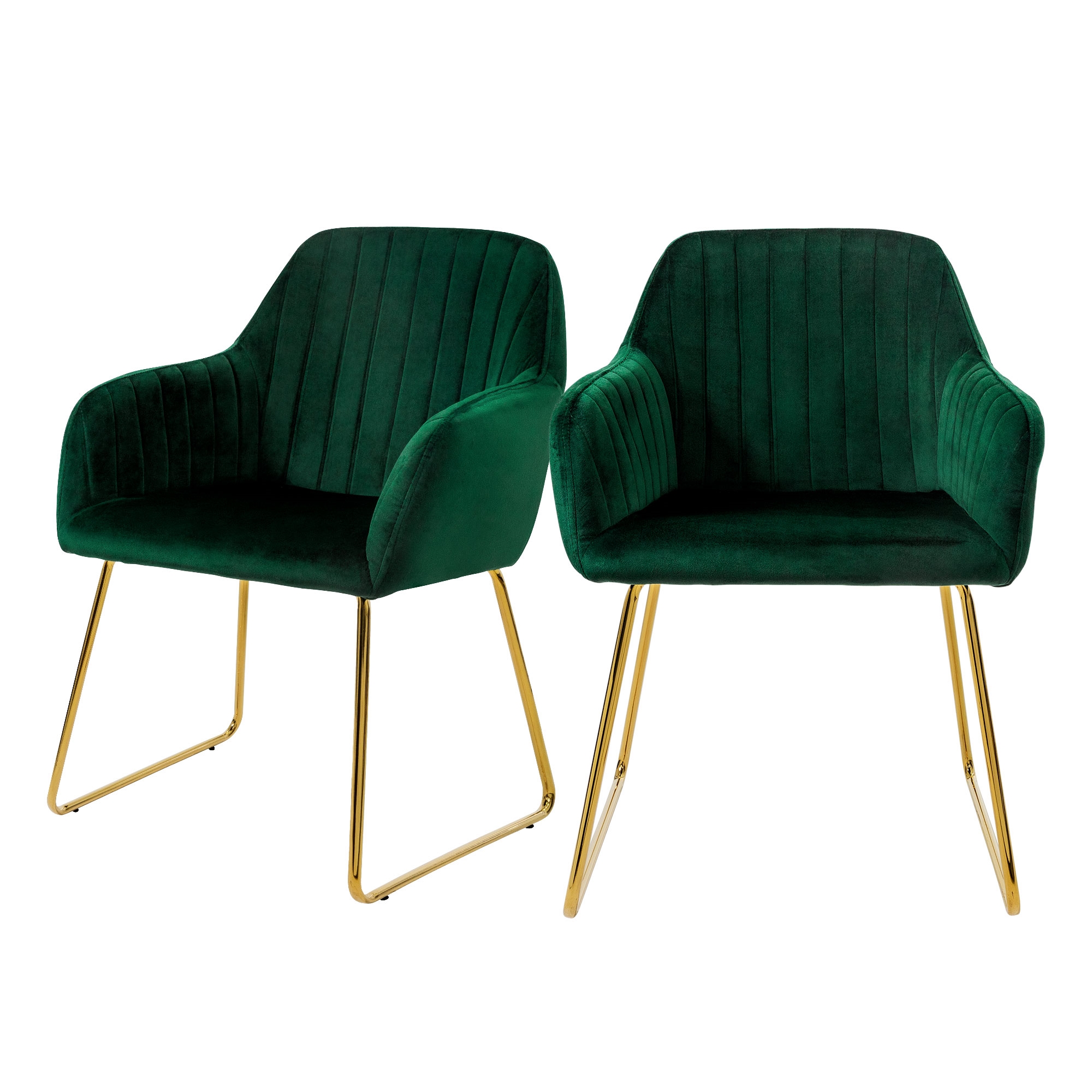 Set 2x sillas de comedor de terciopelo verde diseño ergonómico