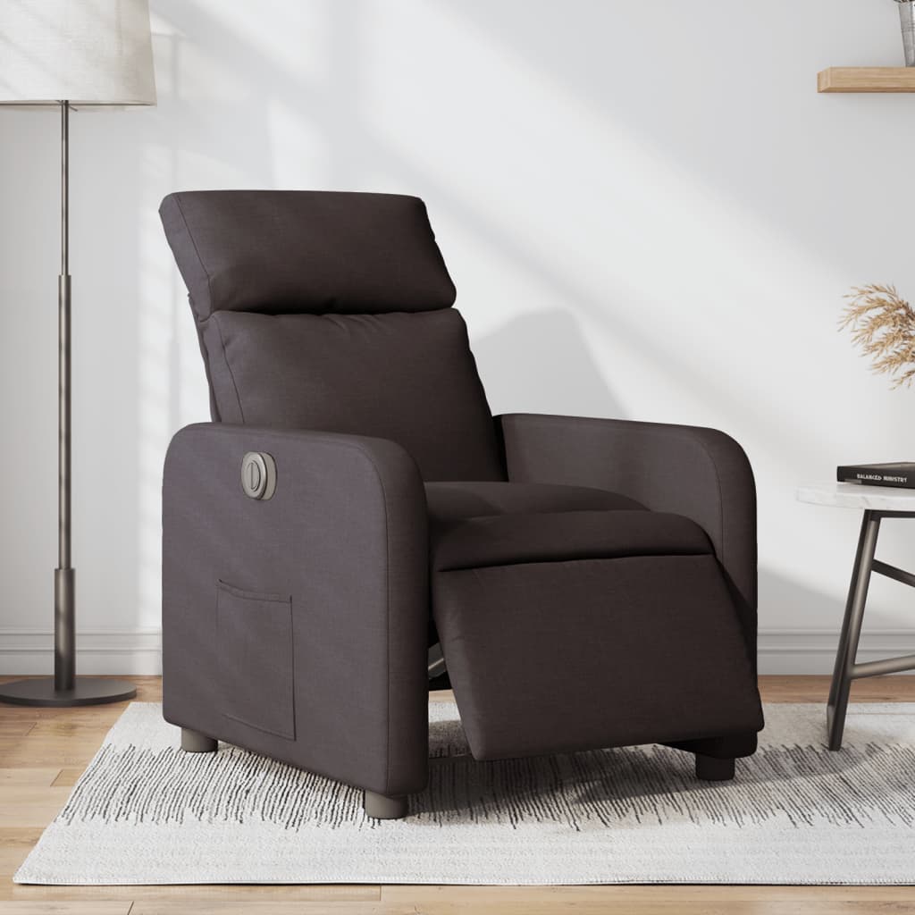 Sillón reclinable eléctrico tela marrón oscuro qweo8856