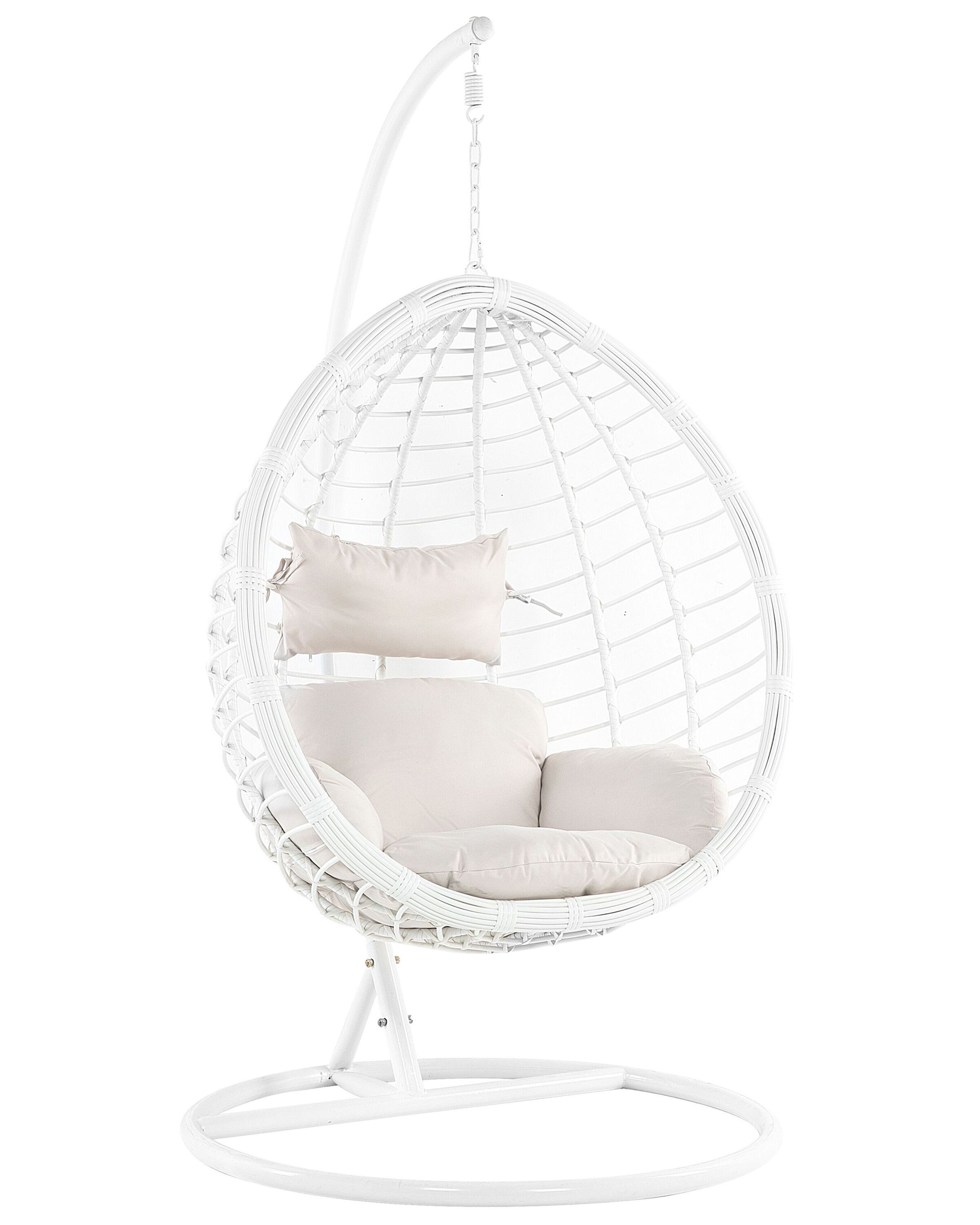 Sillón colgante con soporte fano ratán sintético blanco