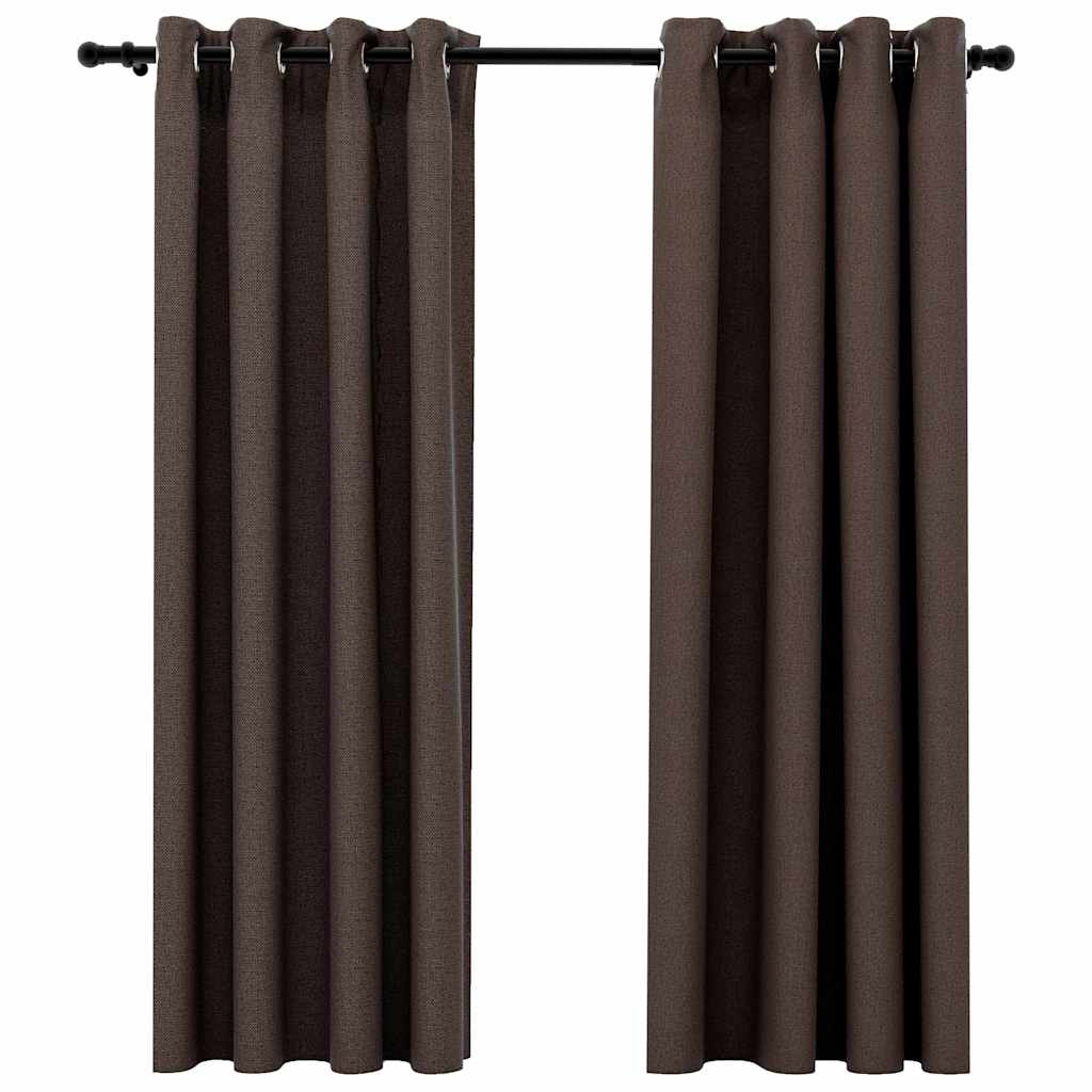 vidaXL cortinas opacas ojales look de lino 2 pzas gris topo 140x175 cm