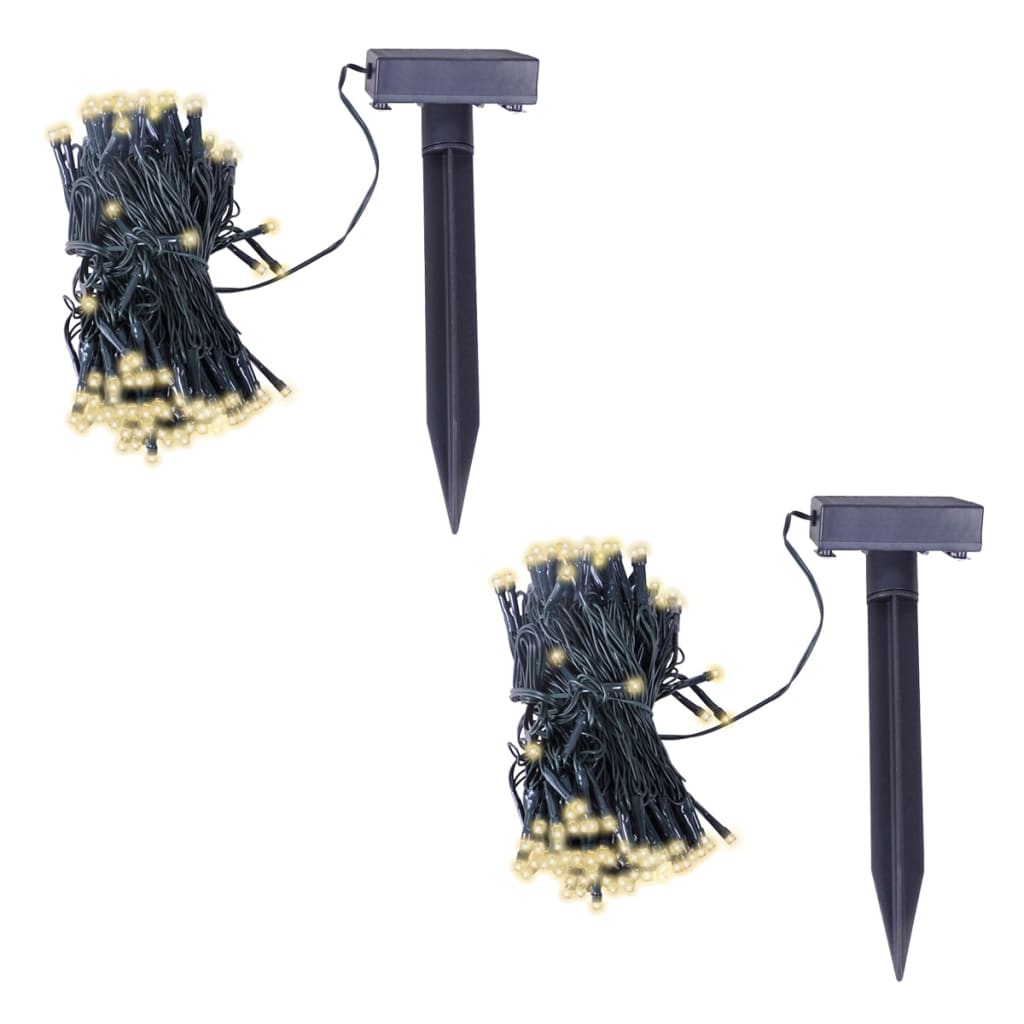 vidaXL guirnalda de luces LED solares 2 uds blanco cálido