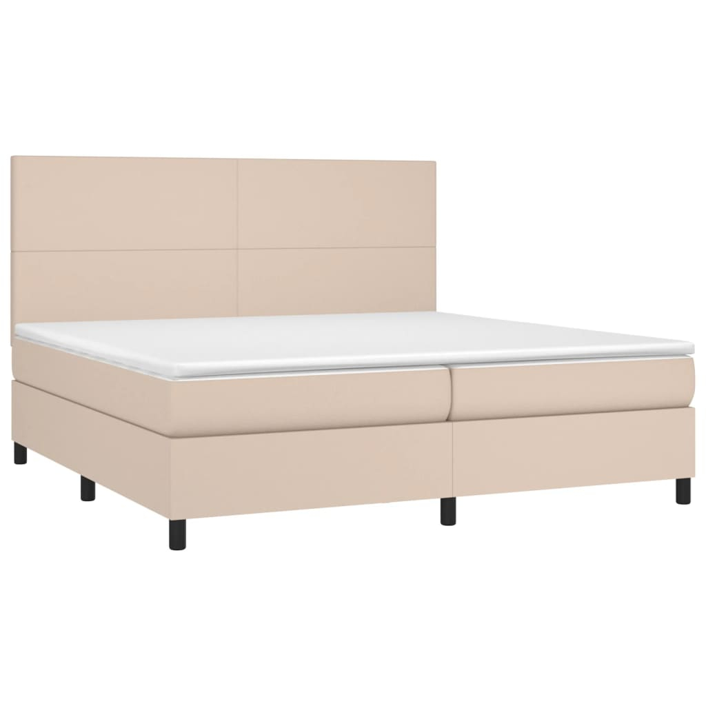 vidaXL cama box spring con colchón cuero sintético capuchino 200x200cm