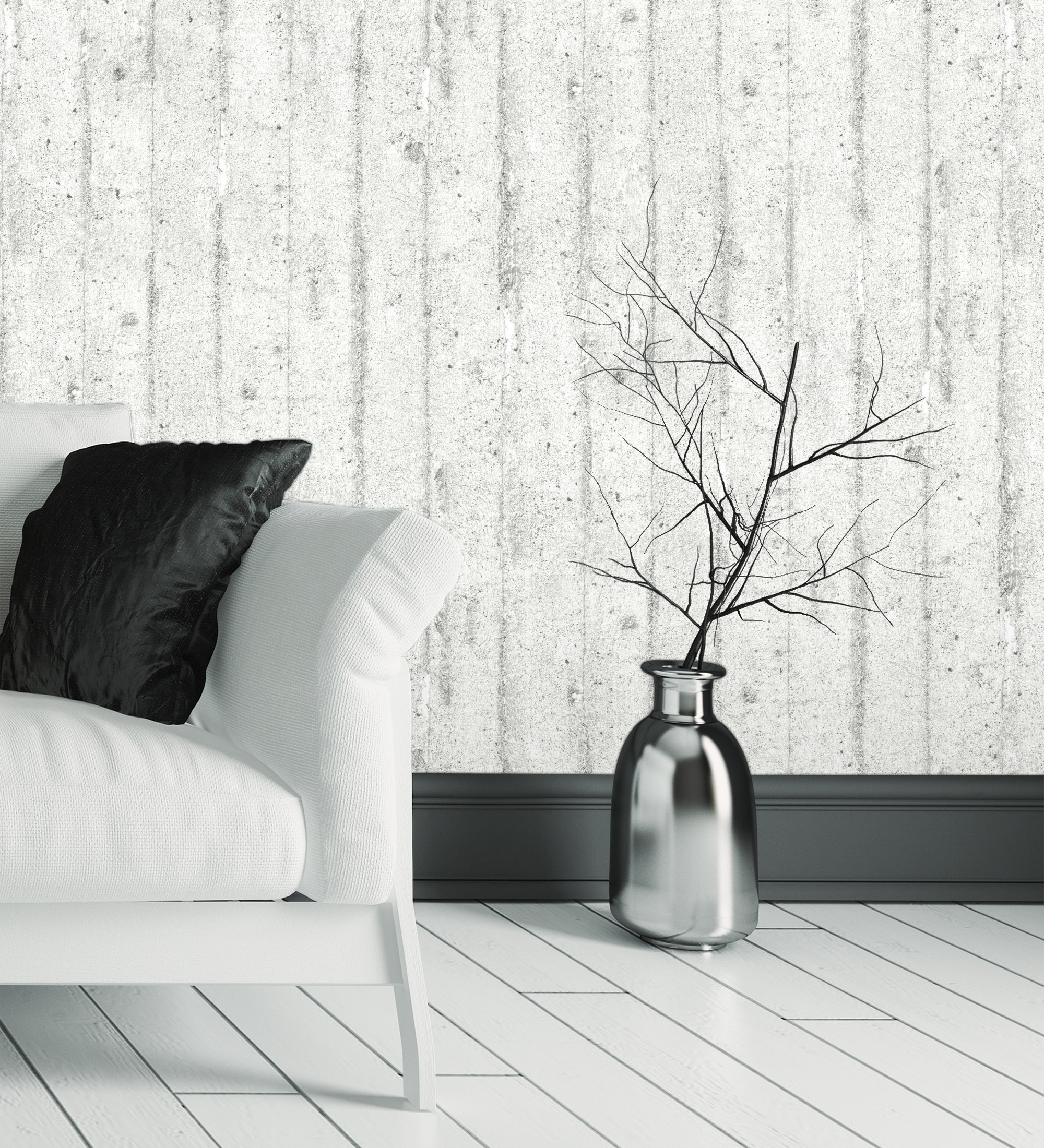 Papel pintado gaulan lavable listones hormigón gris textura 5.33m²