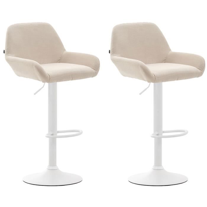 Taburetes de bar ajustables braga crema - 2 ud.