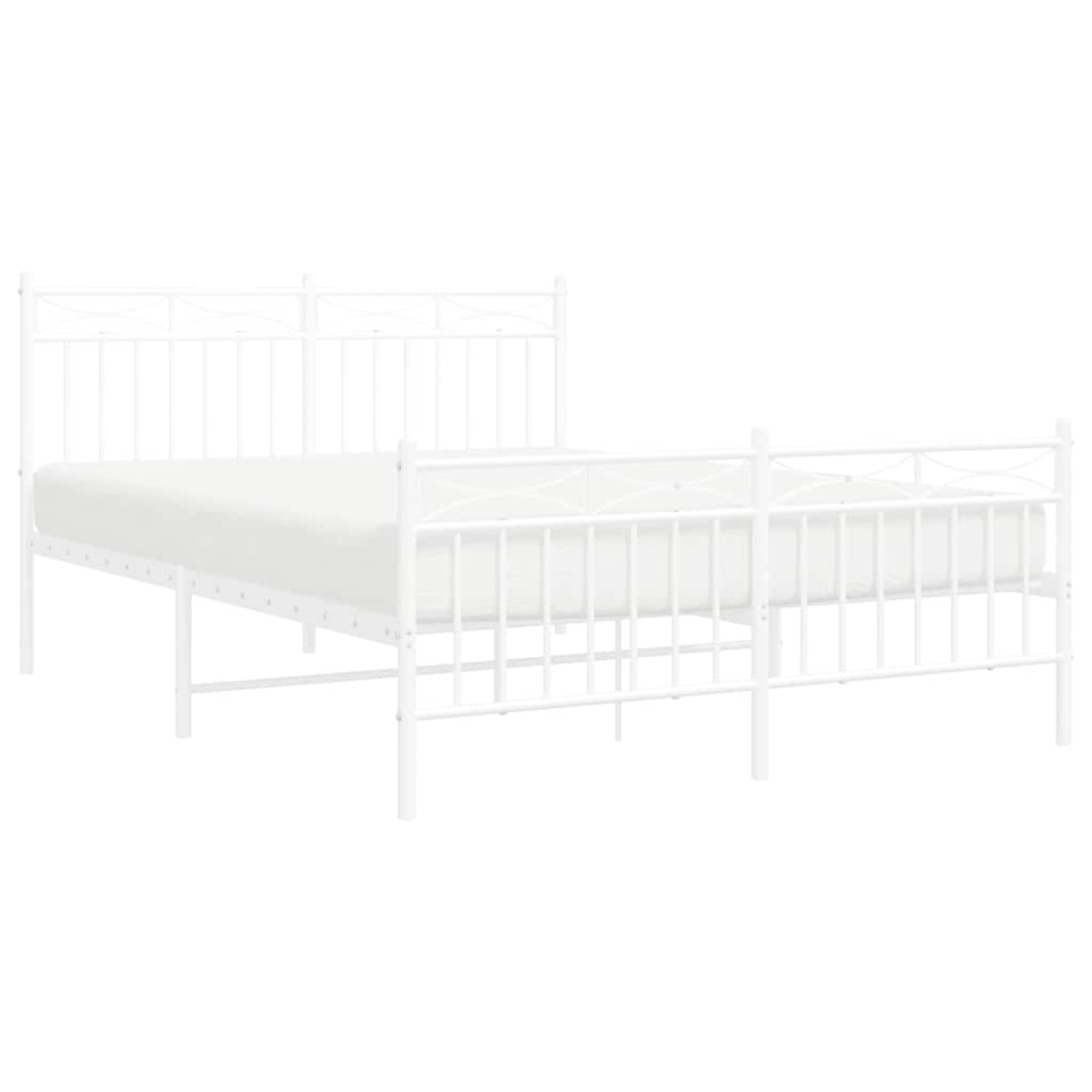 vidaXL estructura cama sin colchón con estribo metal blanco 135x190 cm