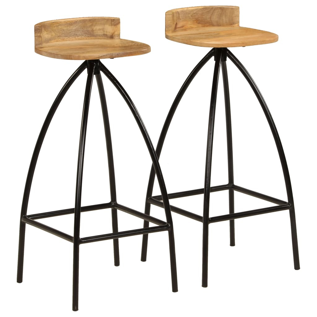 vidaXL taburetes de barra de cocina 2 unidades madera maciza de mango