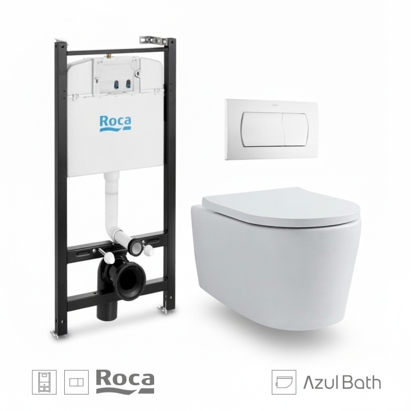 Pack roca active cisterna y pulsador bl br con wc lia tornado azulbath