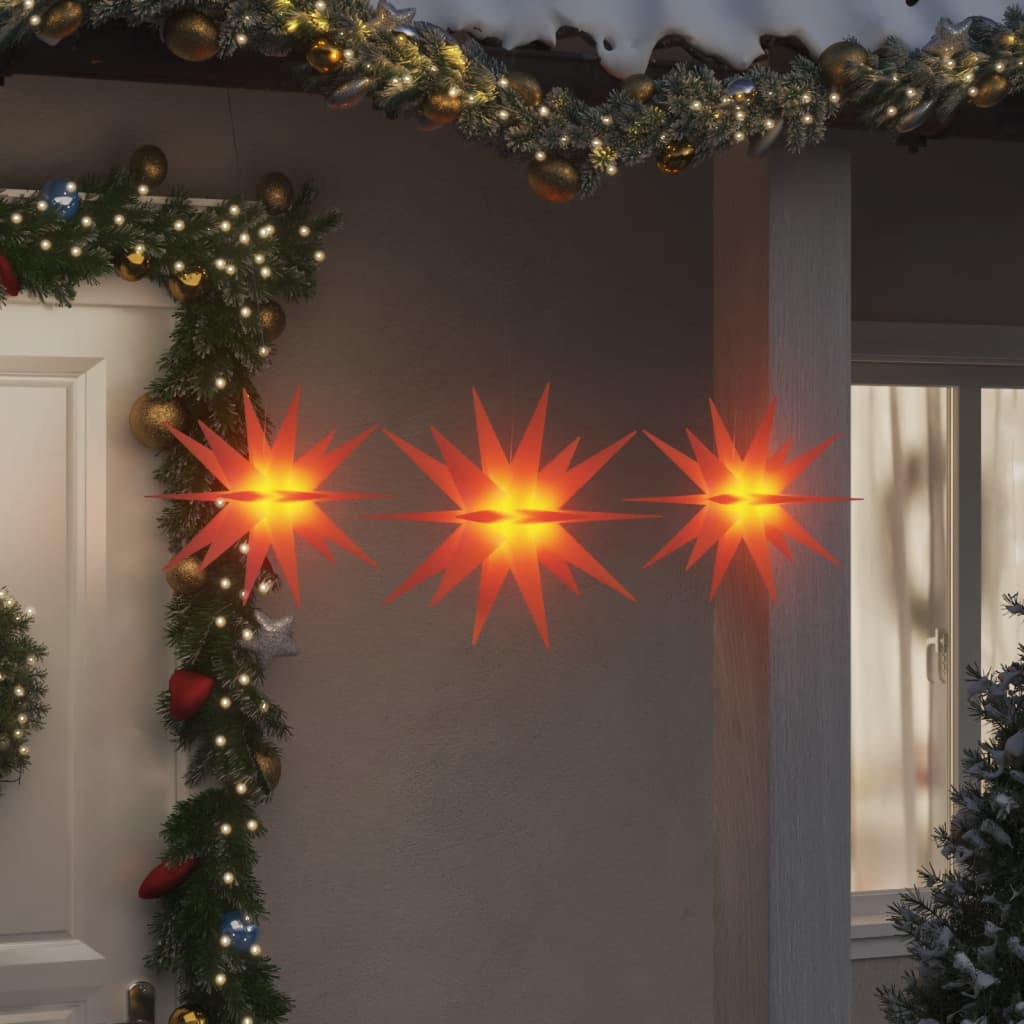 Lámparas de navidad LED plegables 3 unidades rojo es7643