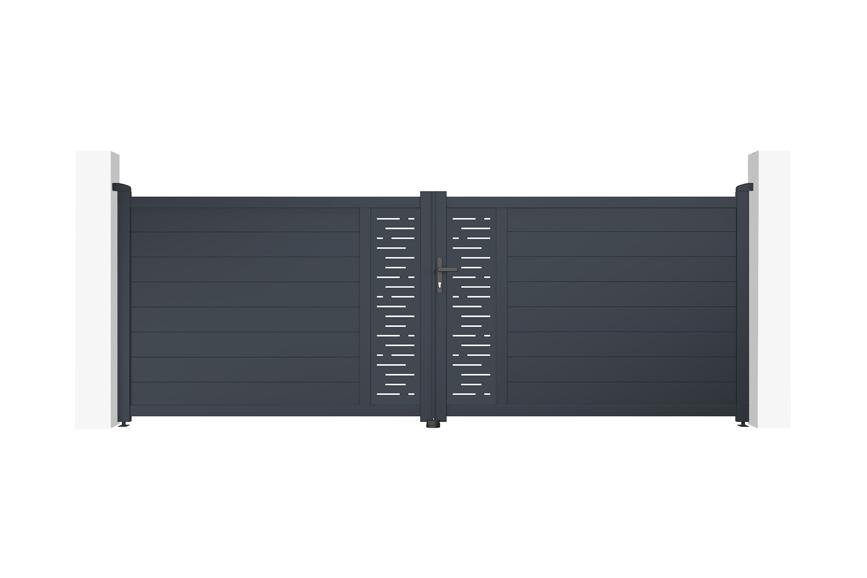 Puerta batiente regulable ancho 4m arlberg h.140cm aluminio gris