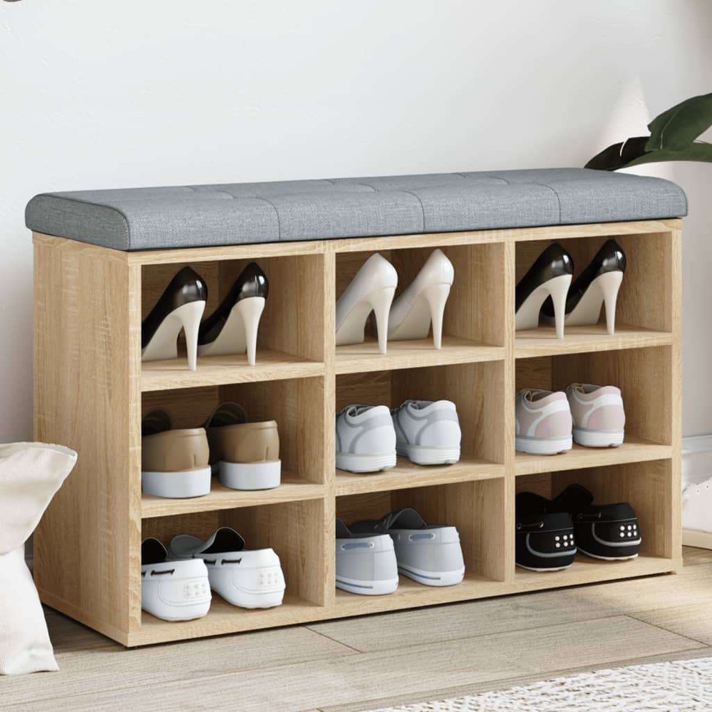 Banco zapatero madera de ingeniería roble sonoma 82x32x50 cm oif969758