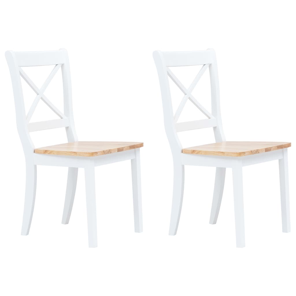 Sillas comedor 2 uds madera maciza caucho blanco y madera claro qweo2220
