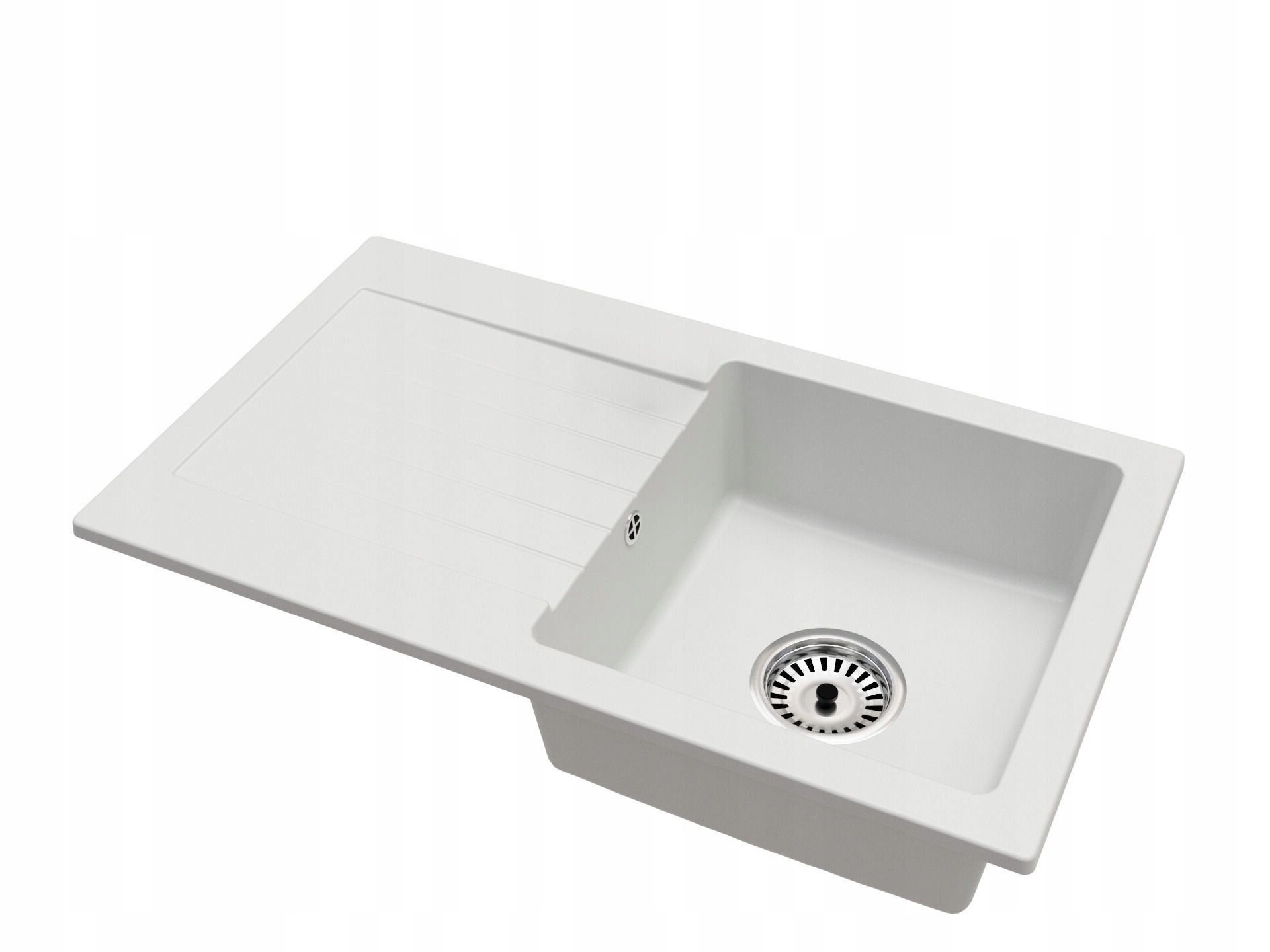 Fregadero cocina blanco 43,7x75cm, fregadero granito 1 seno + sifón