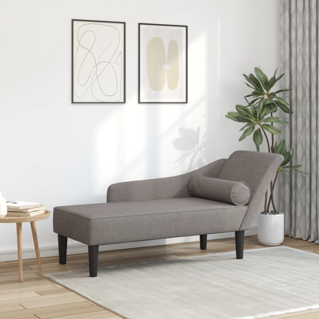 Sofá diván con cojines tela gris taupe oif444581
