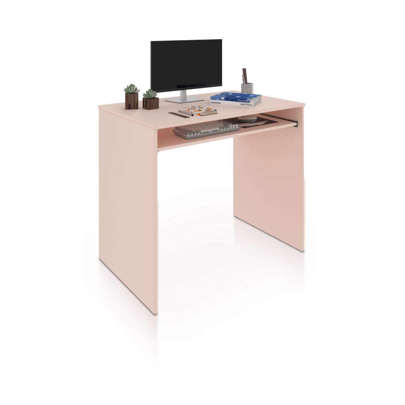 Mesa de escritorio compacta 90x54 cm smile rosa nube