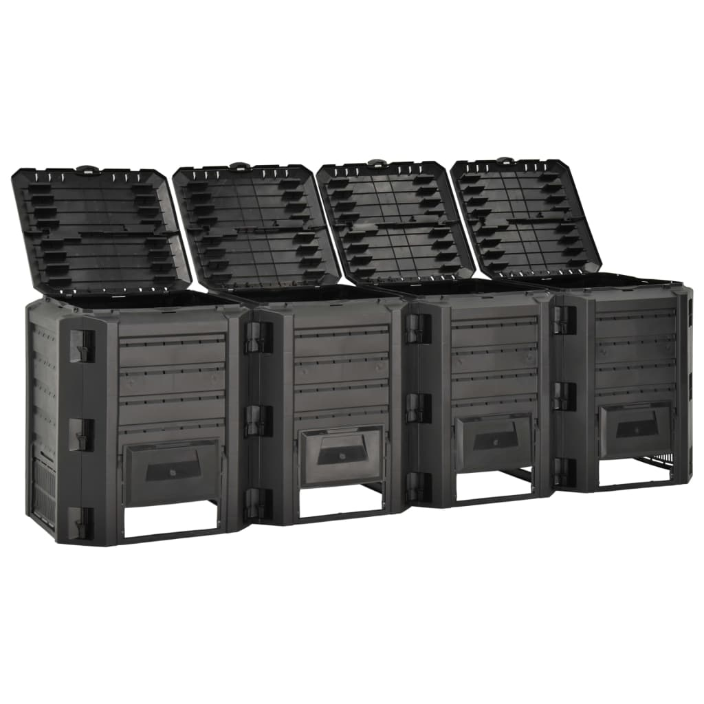vidaXL compostador de jardín negro 1600 l