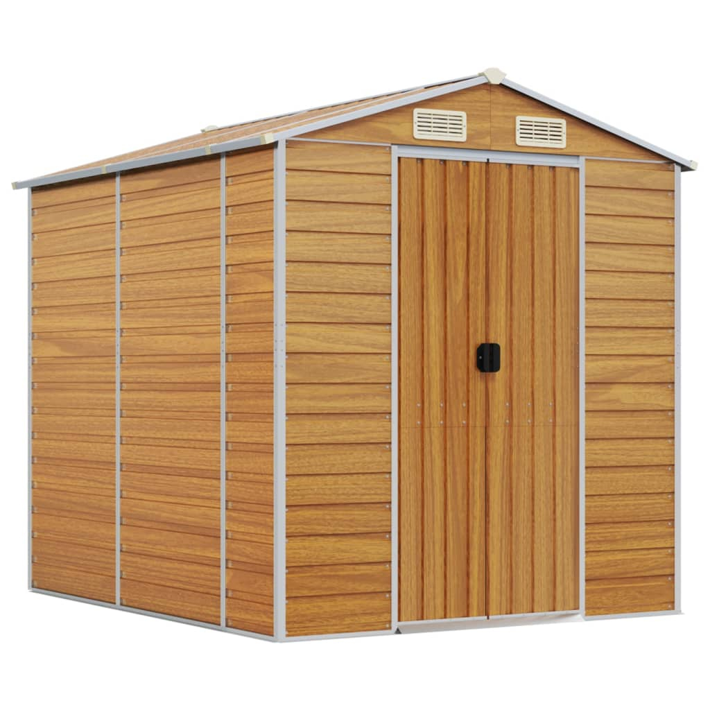 vidaXL caseta de jardín marrón claro 191x215x198 cm acero galvanizado