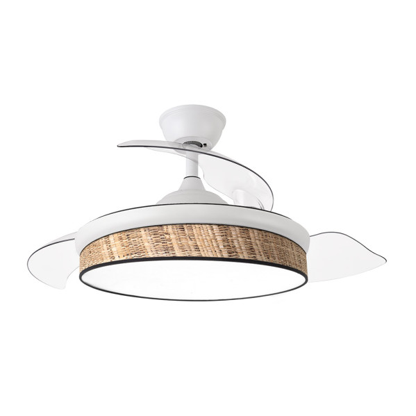 Ventilador dc moda 72w blanco/cañizo oscuro 3 aspas