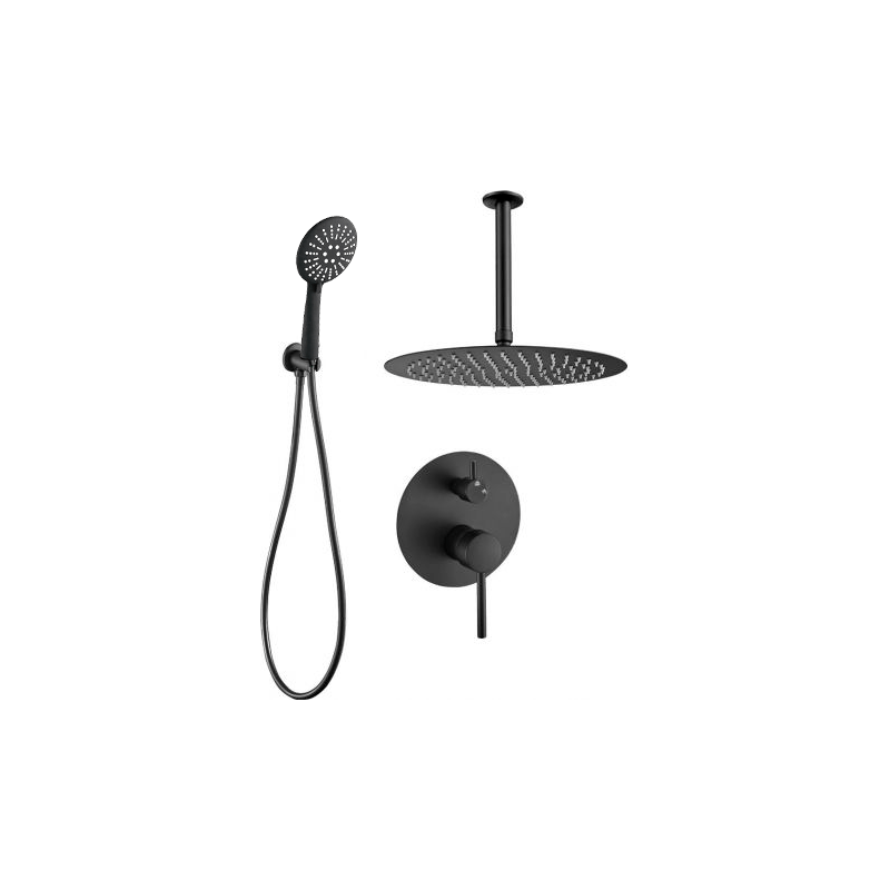Ducha empotrada techo monomando boracay negro mate ø 20cm