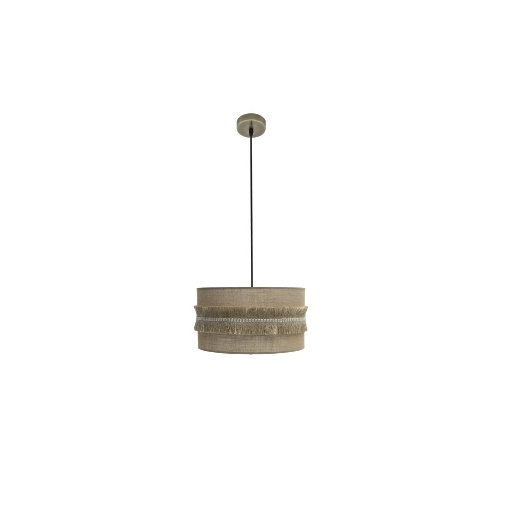 CoLGante kala 1xE27 cuero/saco regx40x40 cm con flecos