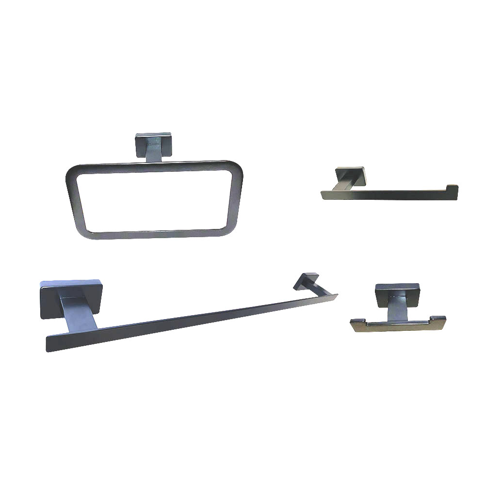 Kibath pack 4 accesorios de baño acabado antracita mate de acero inox.