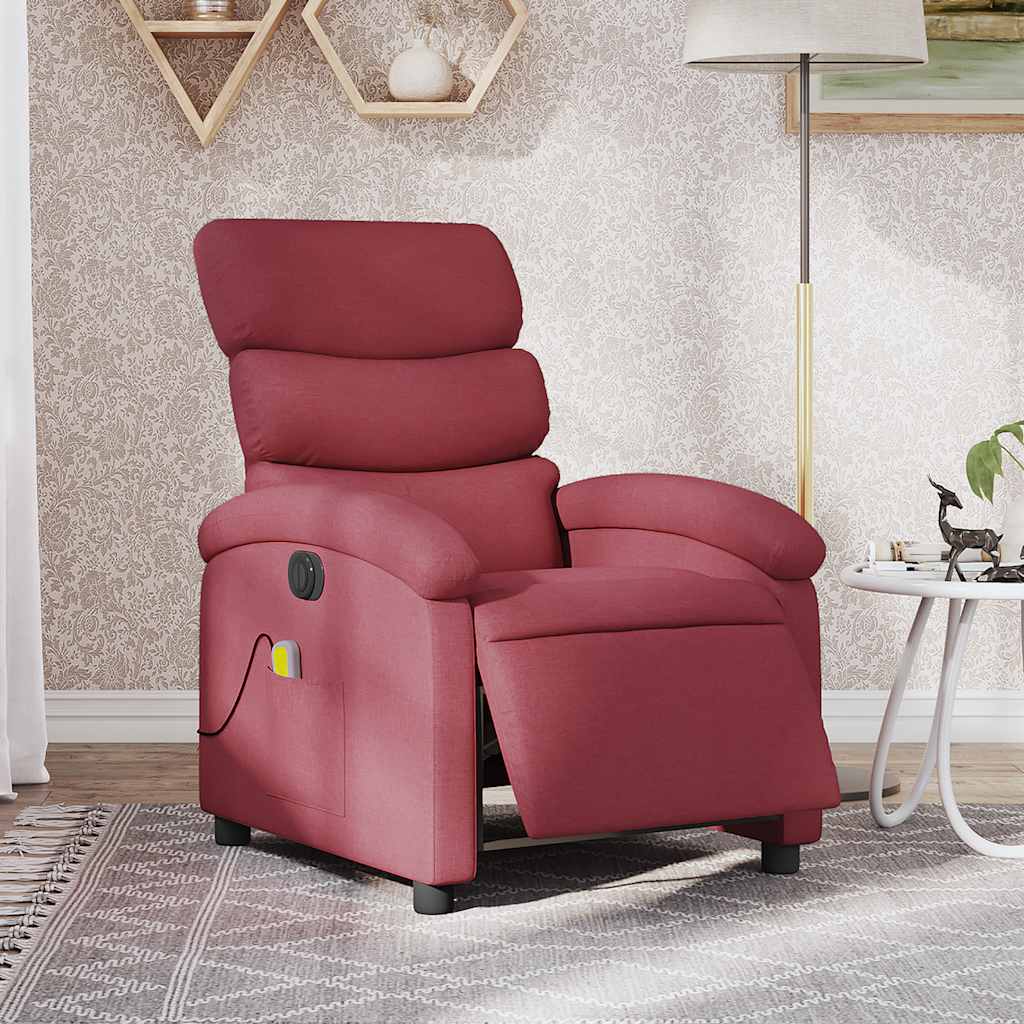 Sillón de masaje reclinable eléctrico tela rojo tinto qweo1047