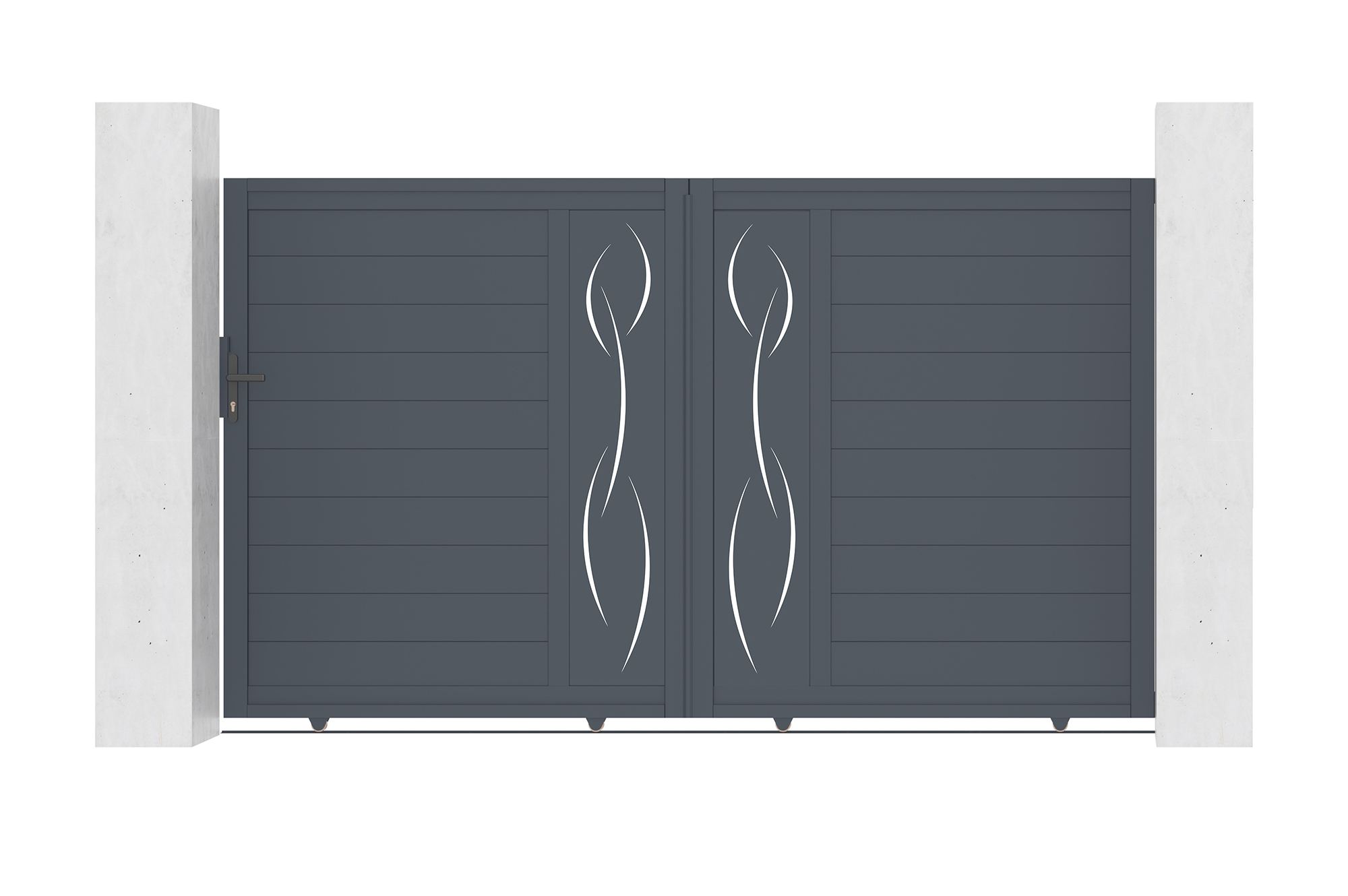 Puerta corredera life 3m h.180cm + puerta peatonal life 1m h.180cm gris