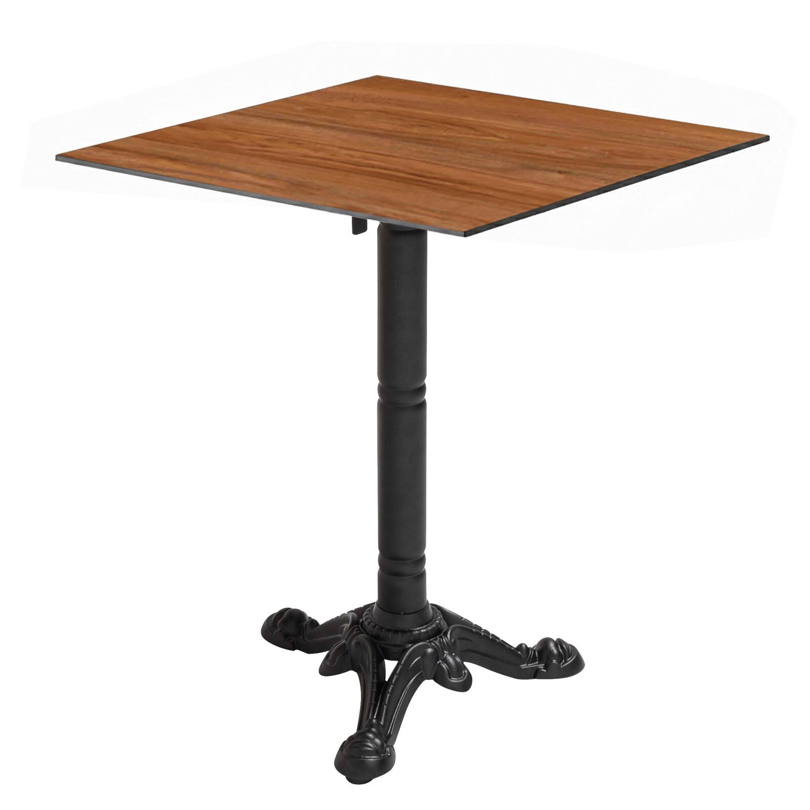Oviala - mesa de bistró de jardín cuadrada inclinable 60 cm roble oscuro