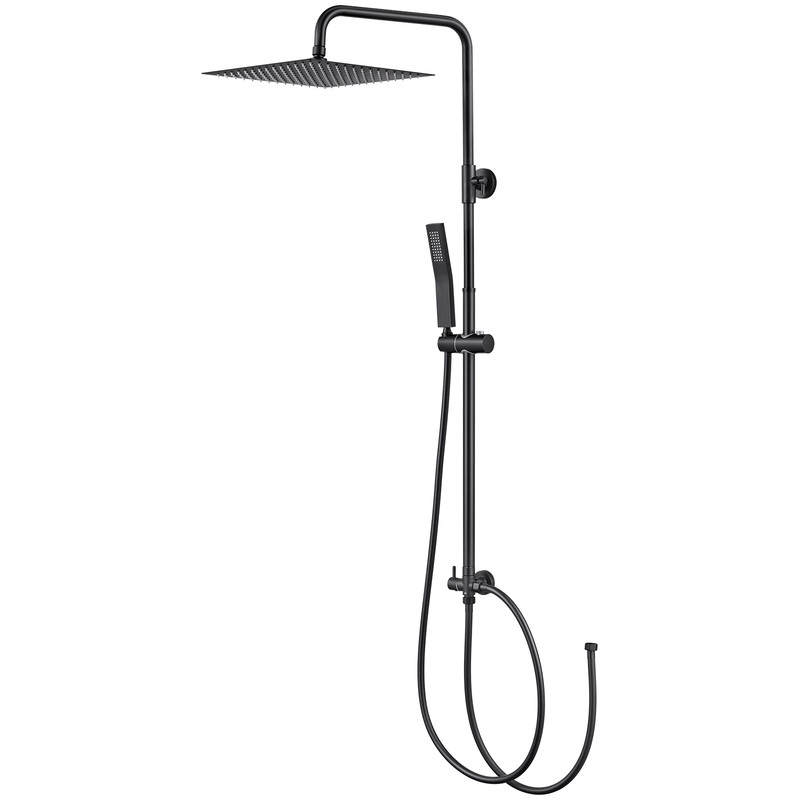 Auralum max columna de ducha sin mezclador inox 30×30 cm, altura ajustable