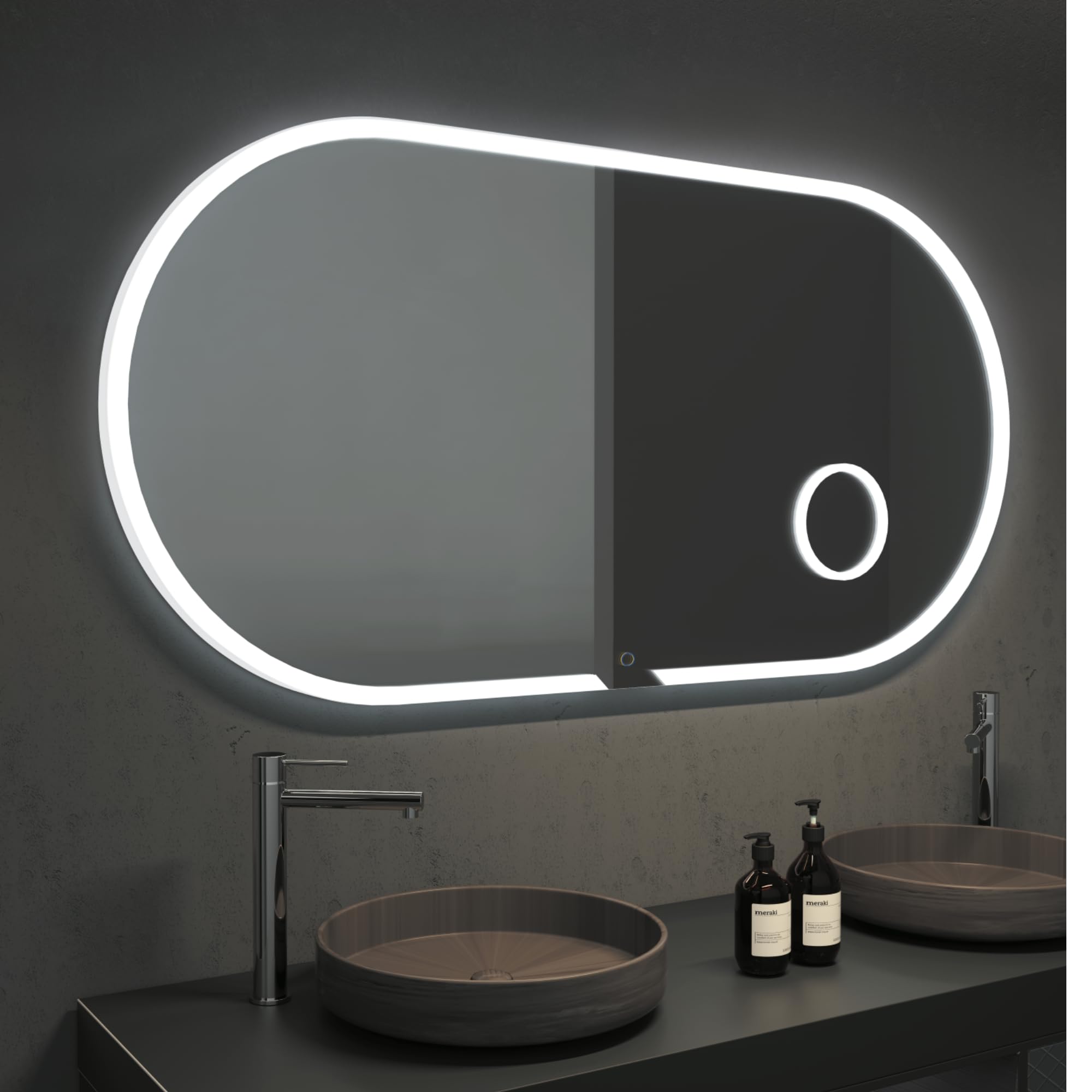 LEDimex - espejo ovalado 140x70cm LED antivaho x3 serie indiana