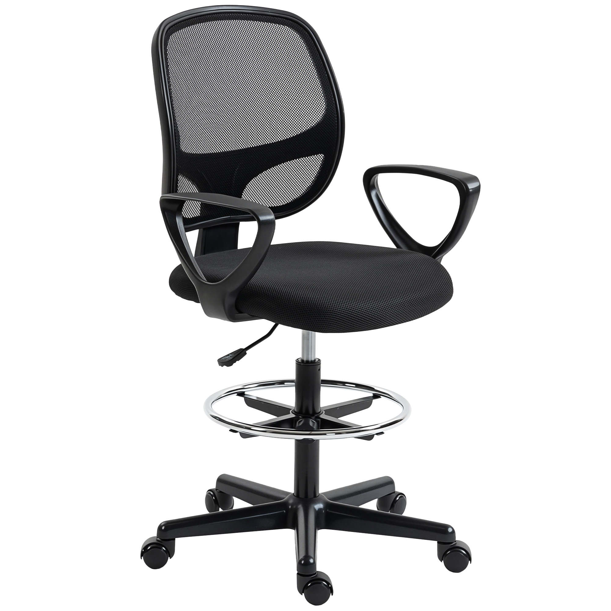 Silla de oficina malla (100% poliéster) negra 59x58x123 cm
