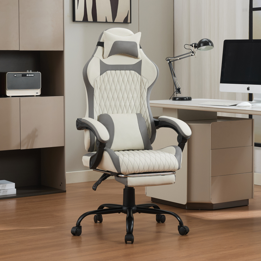 Silla de oficina y juego ergonómica reclinable con reposapiés, cojín lumbar