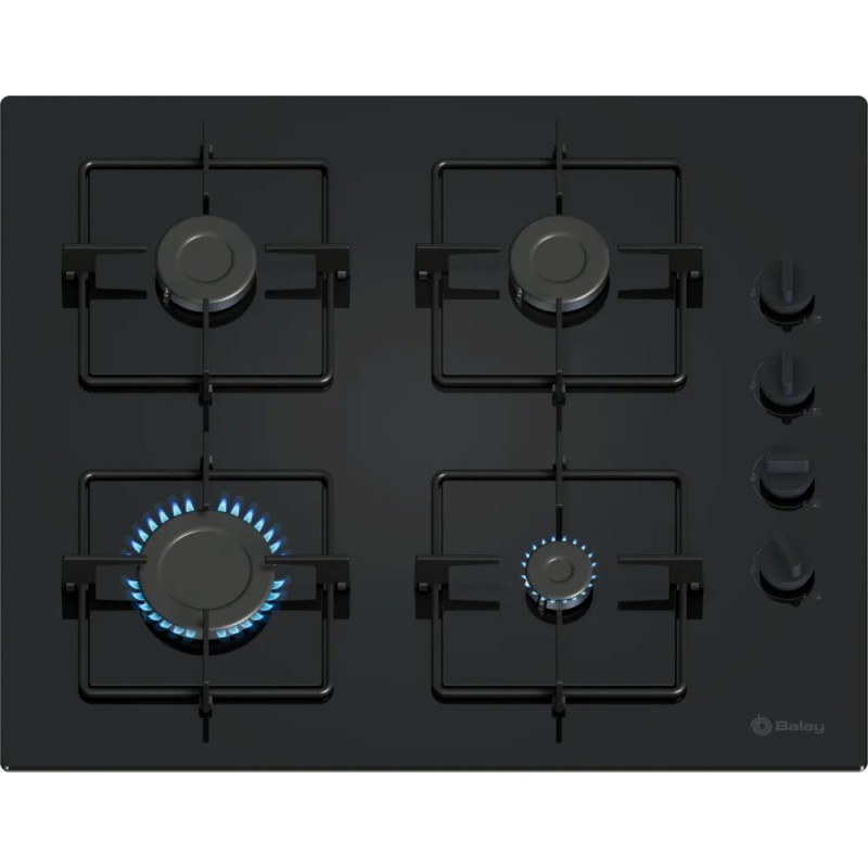 Placa de gas balay 3etg464sb 60 cm 4 quemadores cristal negro
