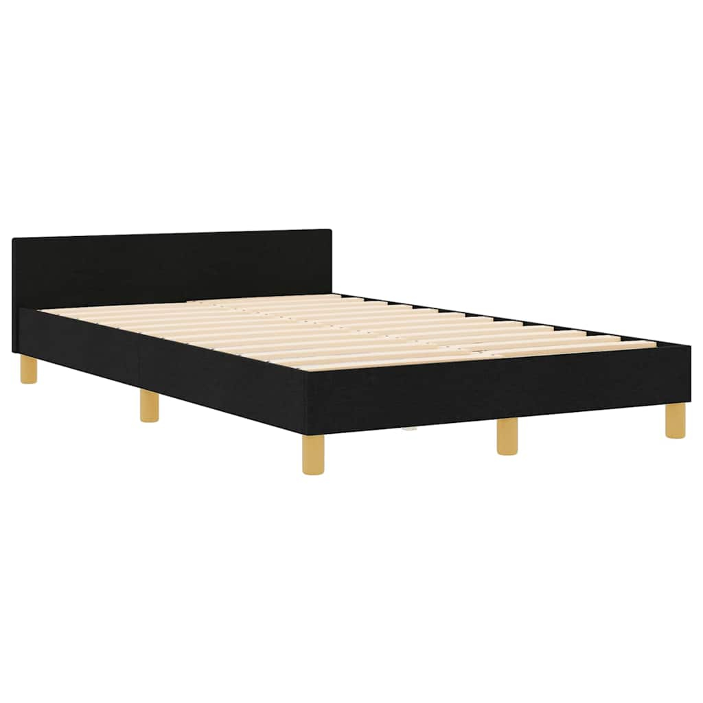 vidaXL estructura de cama con cabecera negro 120 x 190 cm tela