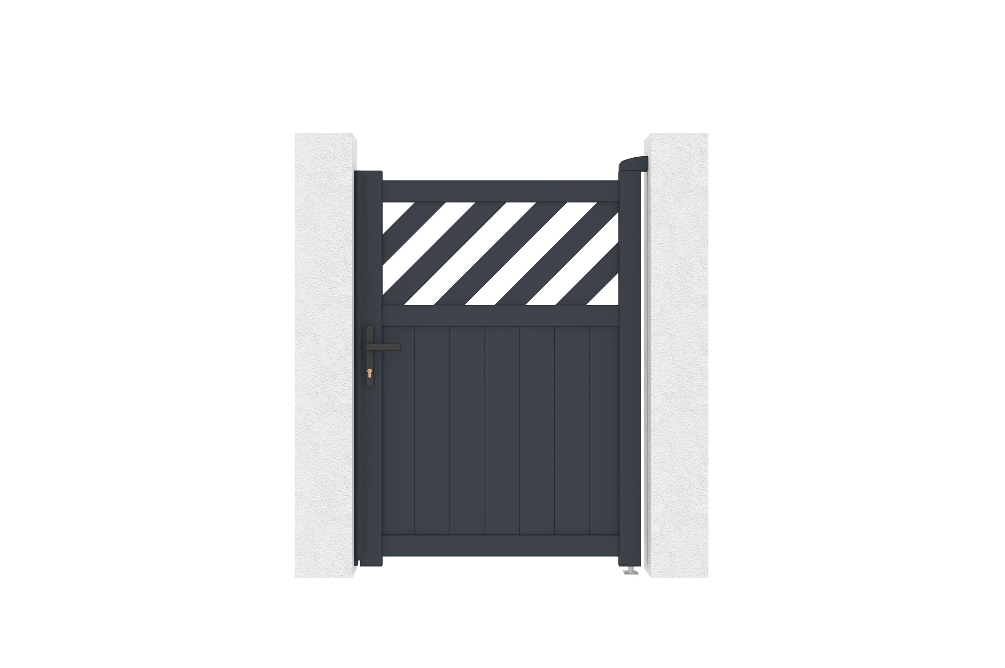 Puerta peatonal helmis aluminio gris 1m h.140 + poste eifel 15x15