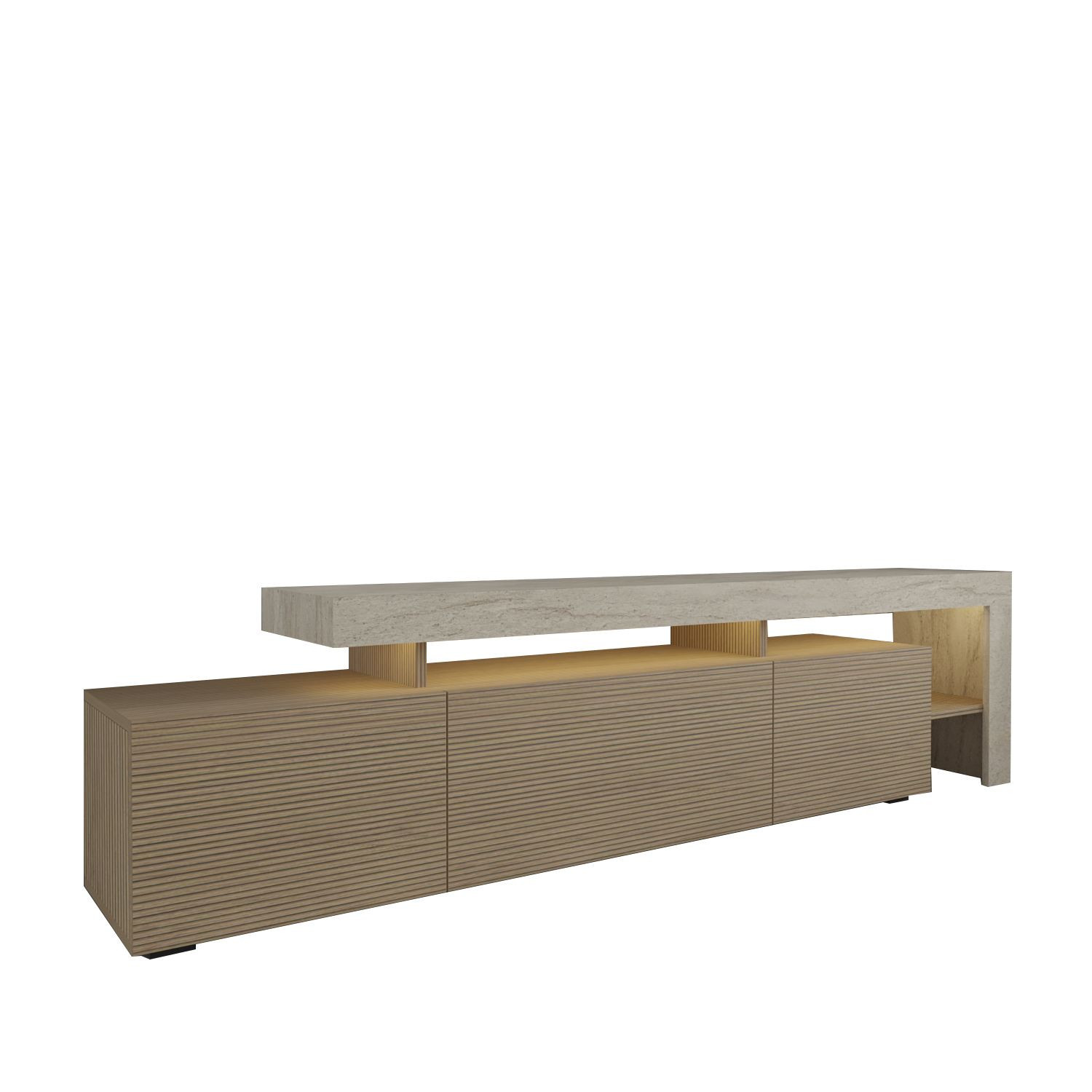 Soporte de tv de madera "beliz" - 192 x 37 x 53 cm - beige