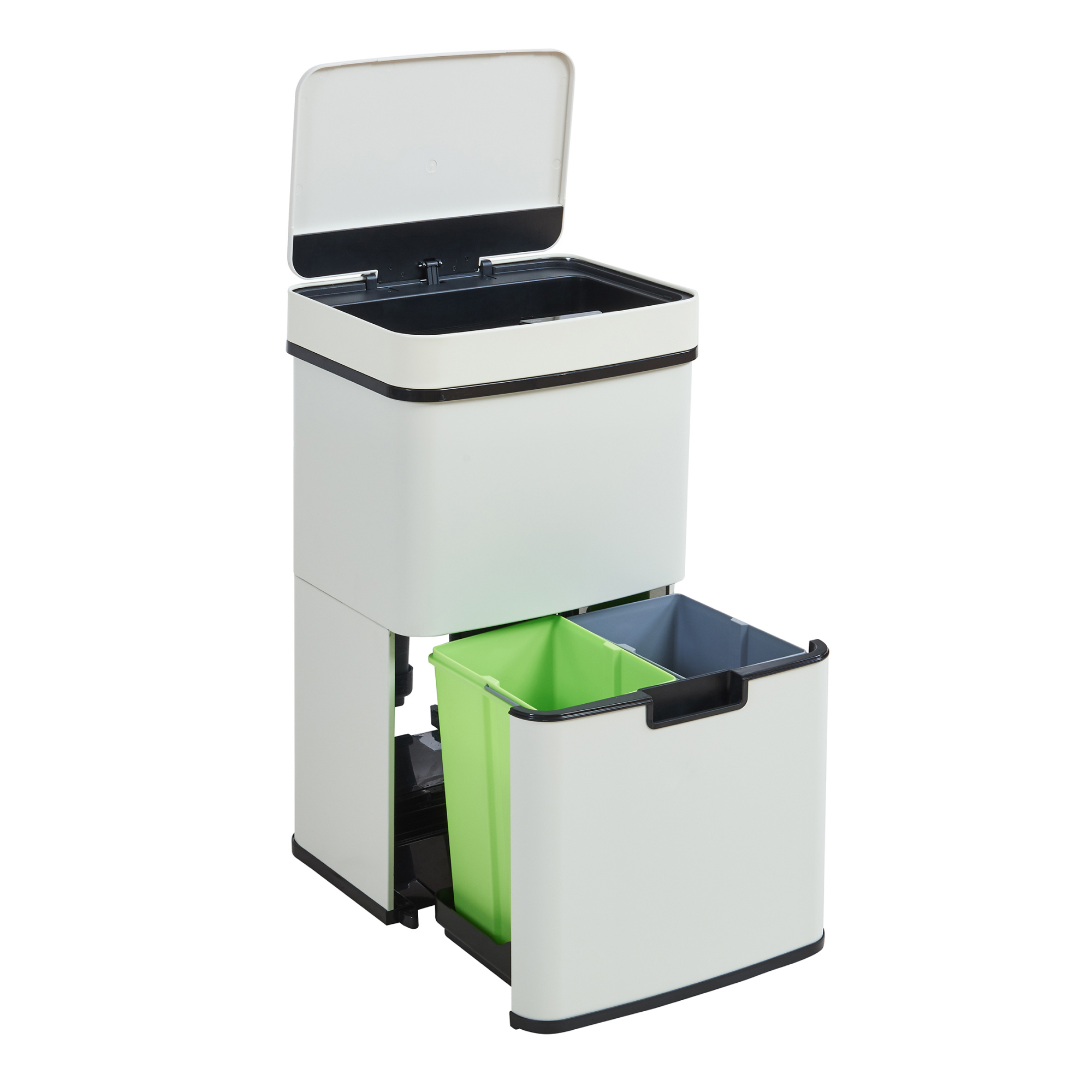 Cubo de basura automático venna con cajón 62 l acero beige [en.casa]