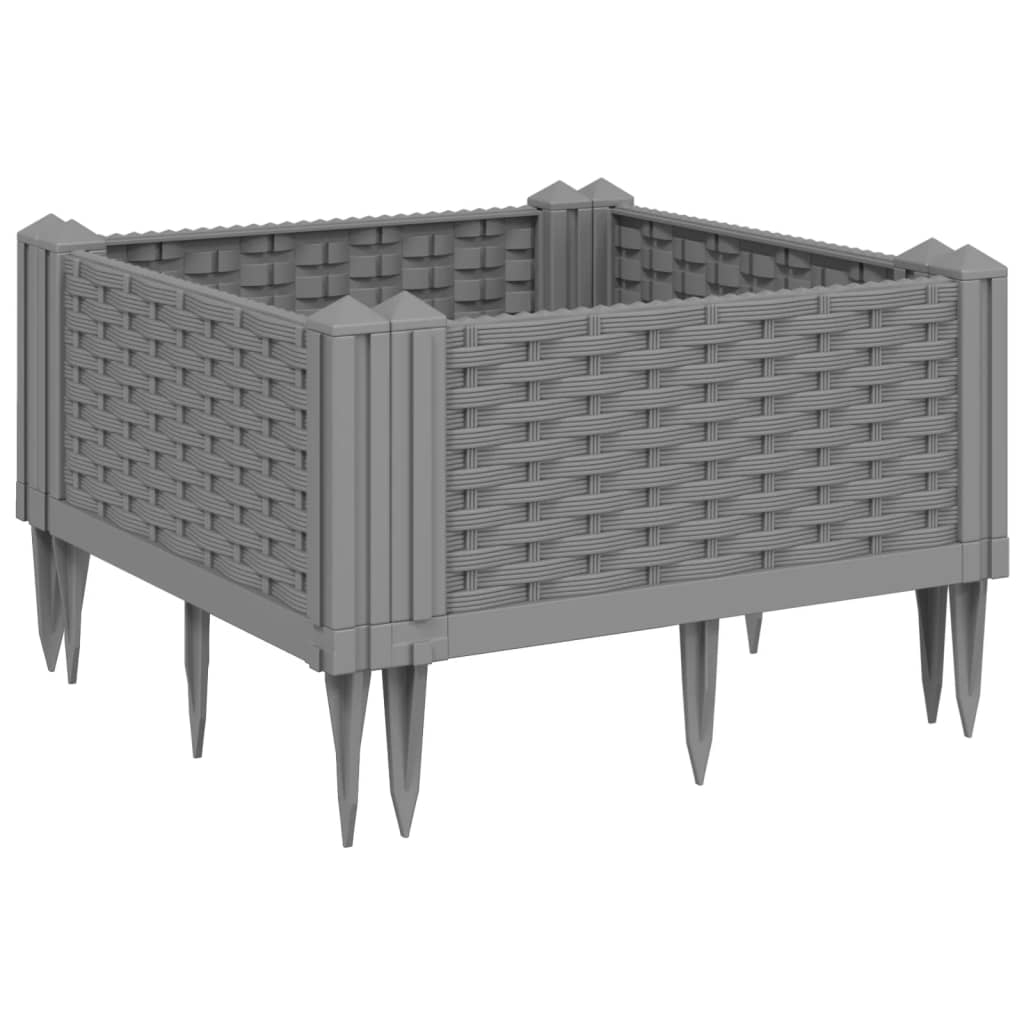 vidaXL jardinera con clavijas pp gris claro 42,5x42,5x28,5 cm