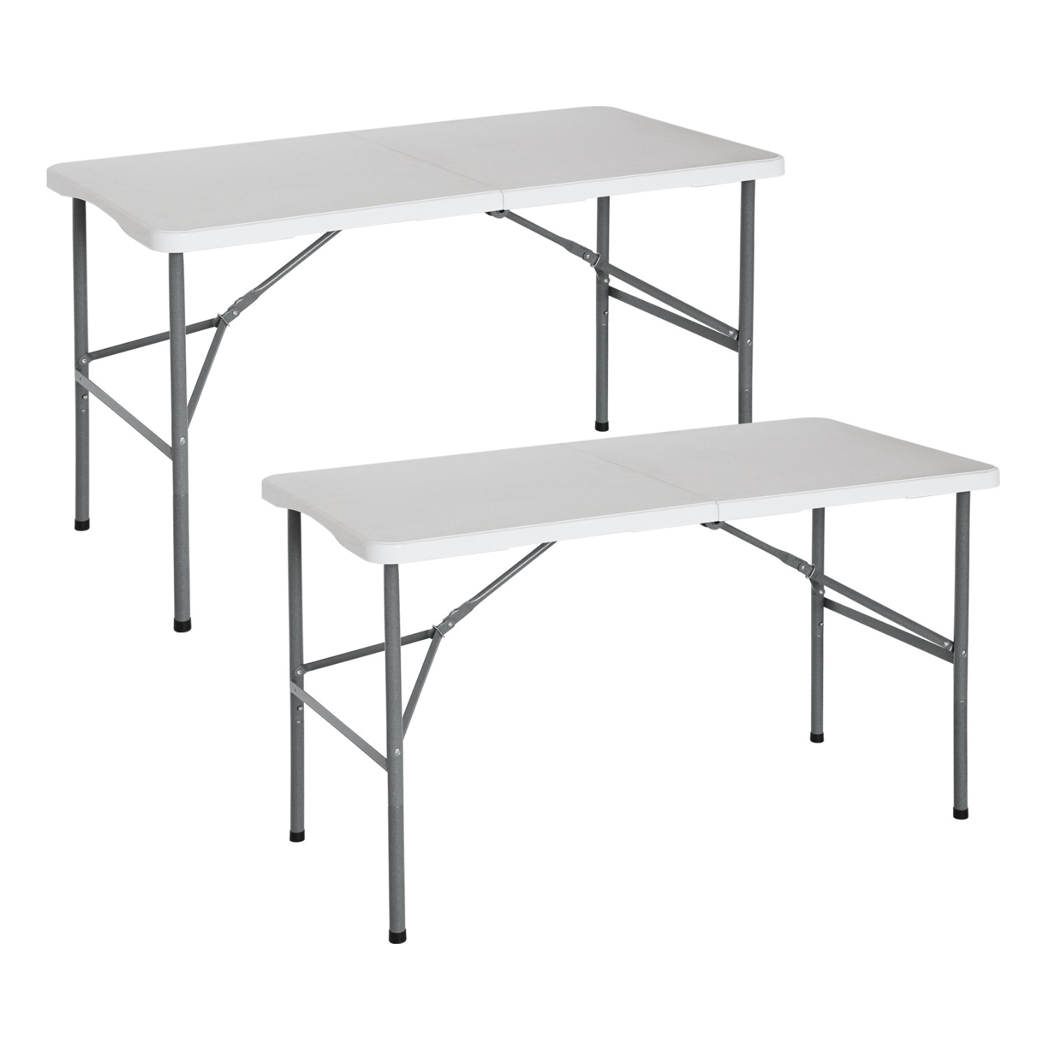 Pack 2 mesas plegables portátiles resina 122cm blanco 7house