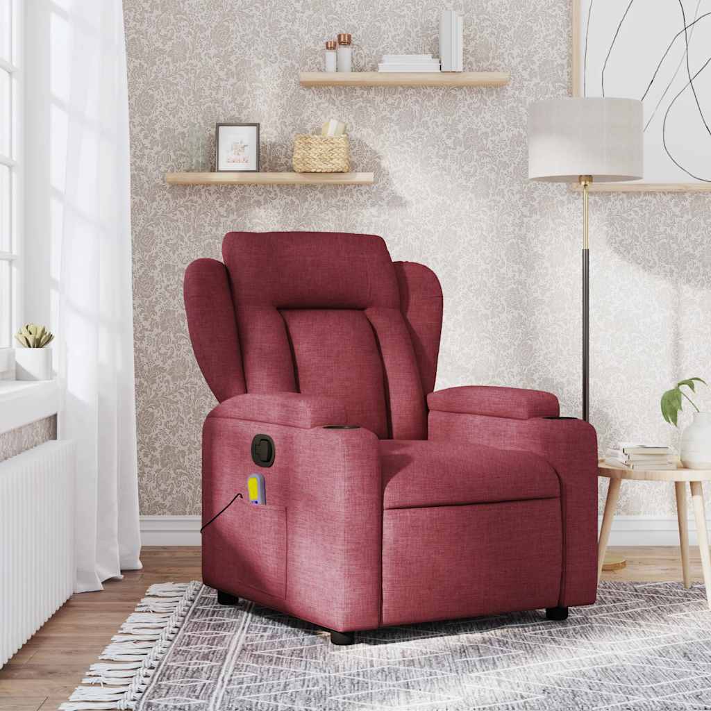 Sillón de masaje reclinable de tela color vino tinto qweo5558