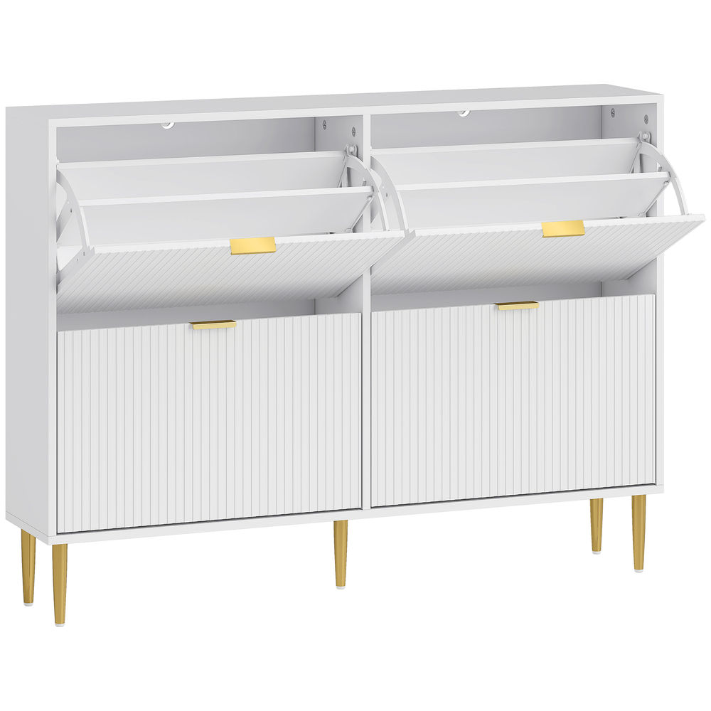 Zapatero estrecho 105x24x91.5 cm mdf, acero color blanco Homcom