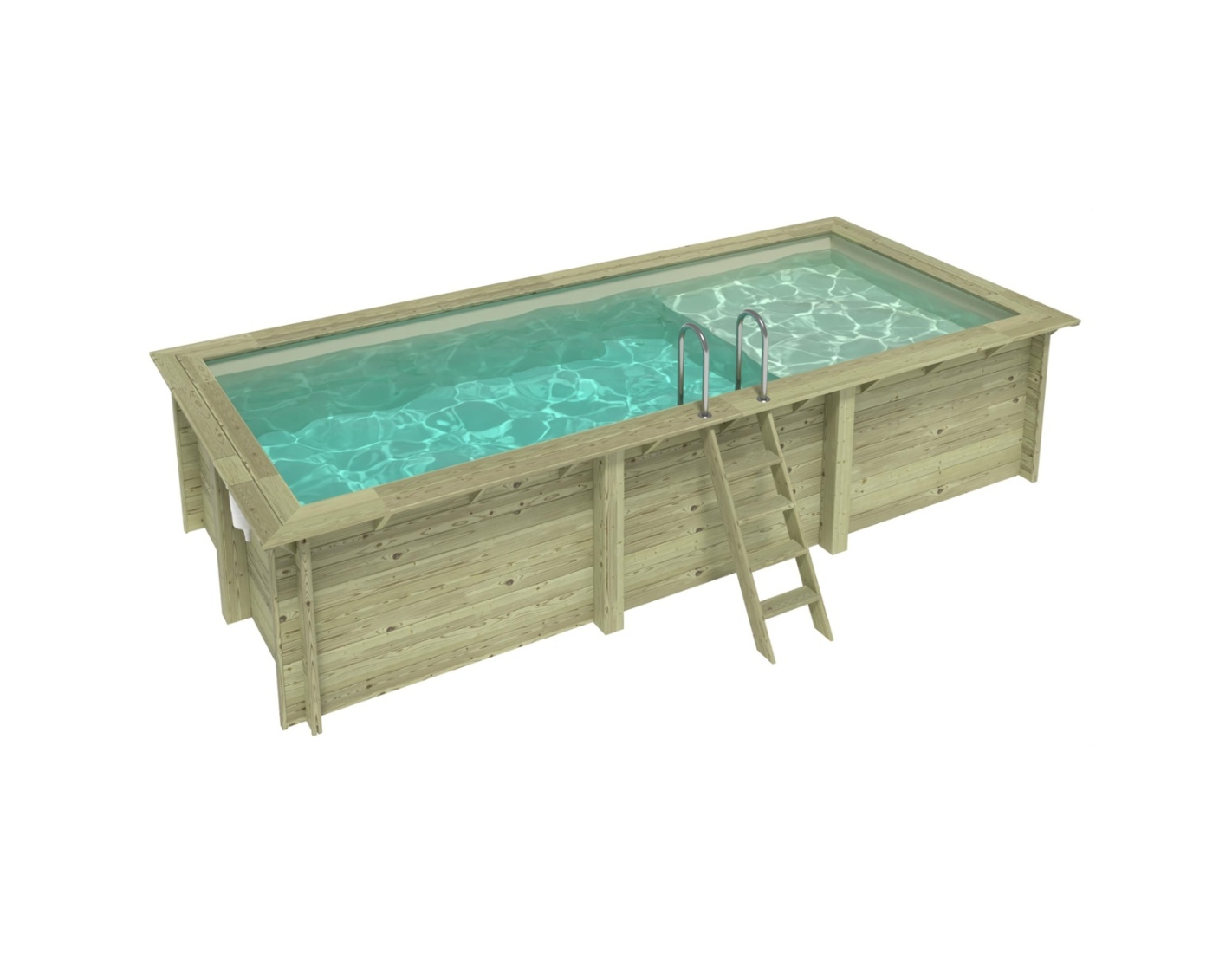 Piscina de madera aqua 6.1x2.85 – h.1.31 m con playa, arena, - sin solera