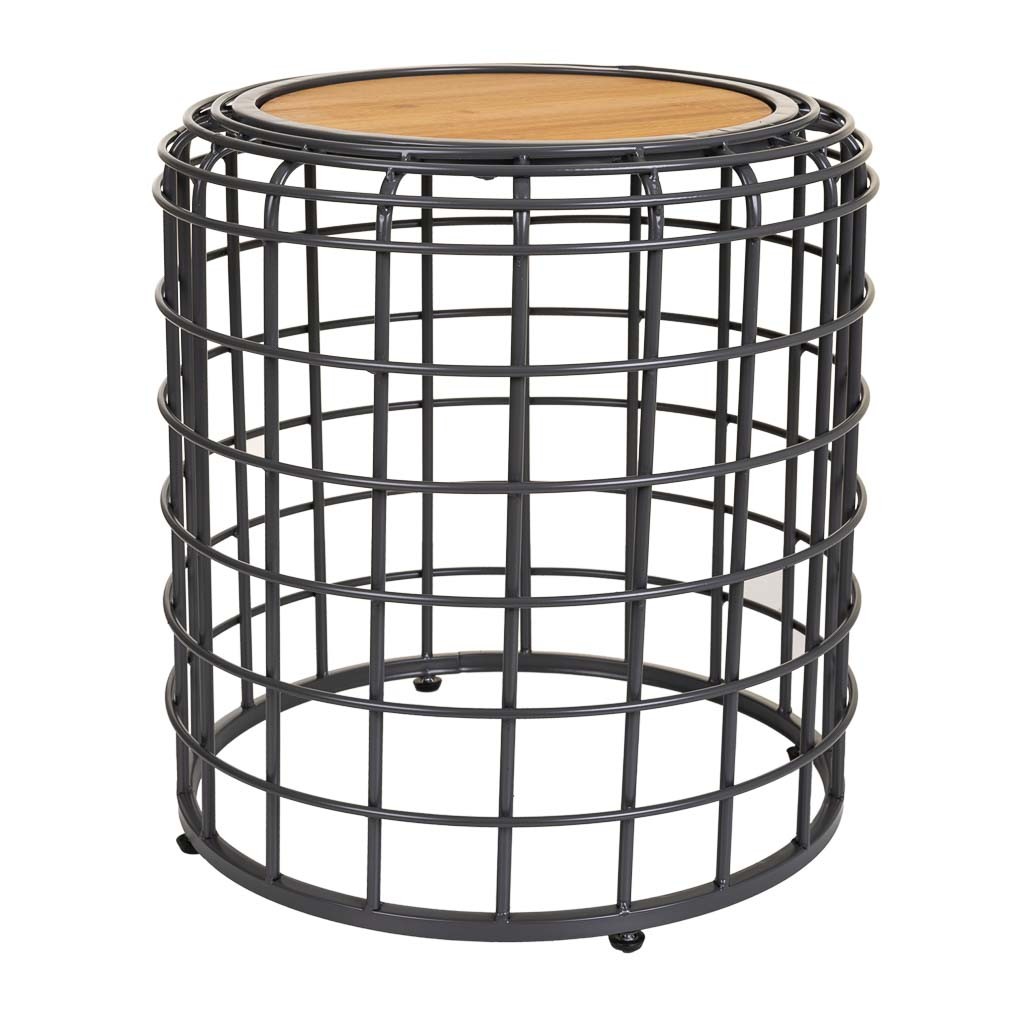Mesa de centro de metal y madera negra 44x44x45