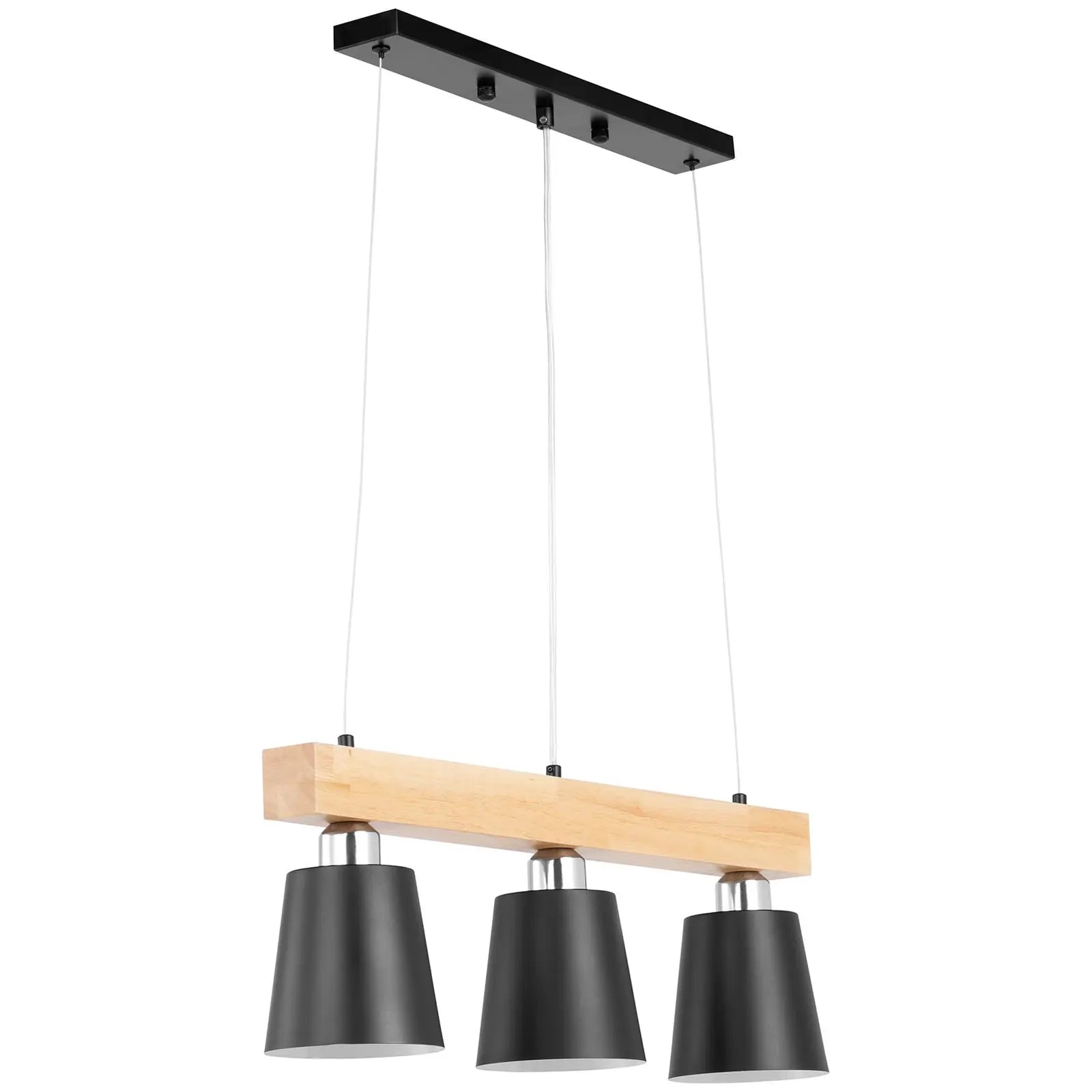 Lámpara de techo de 3 luces vigas de madera