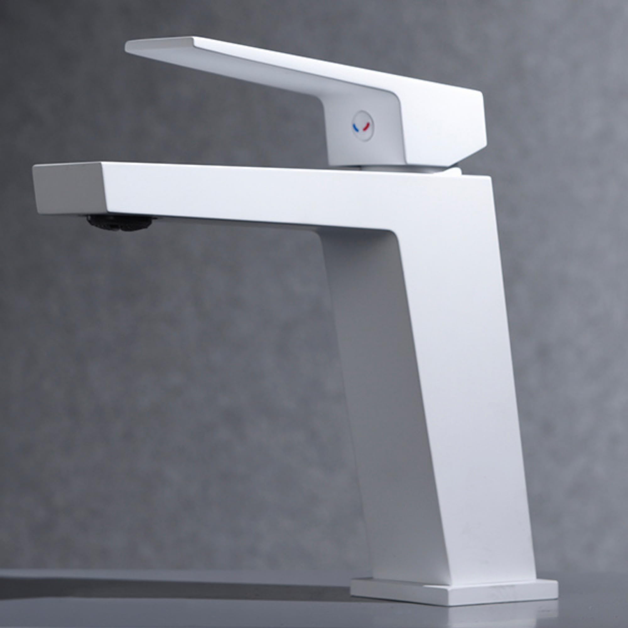 Imex - grifo monomando lavabo caño bajo blanco serie art