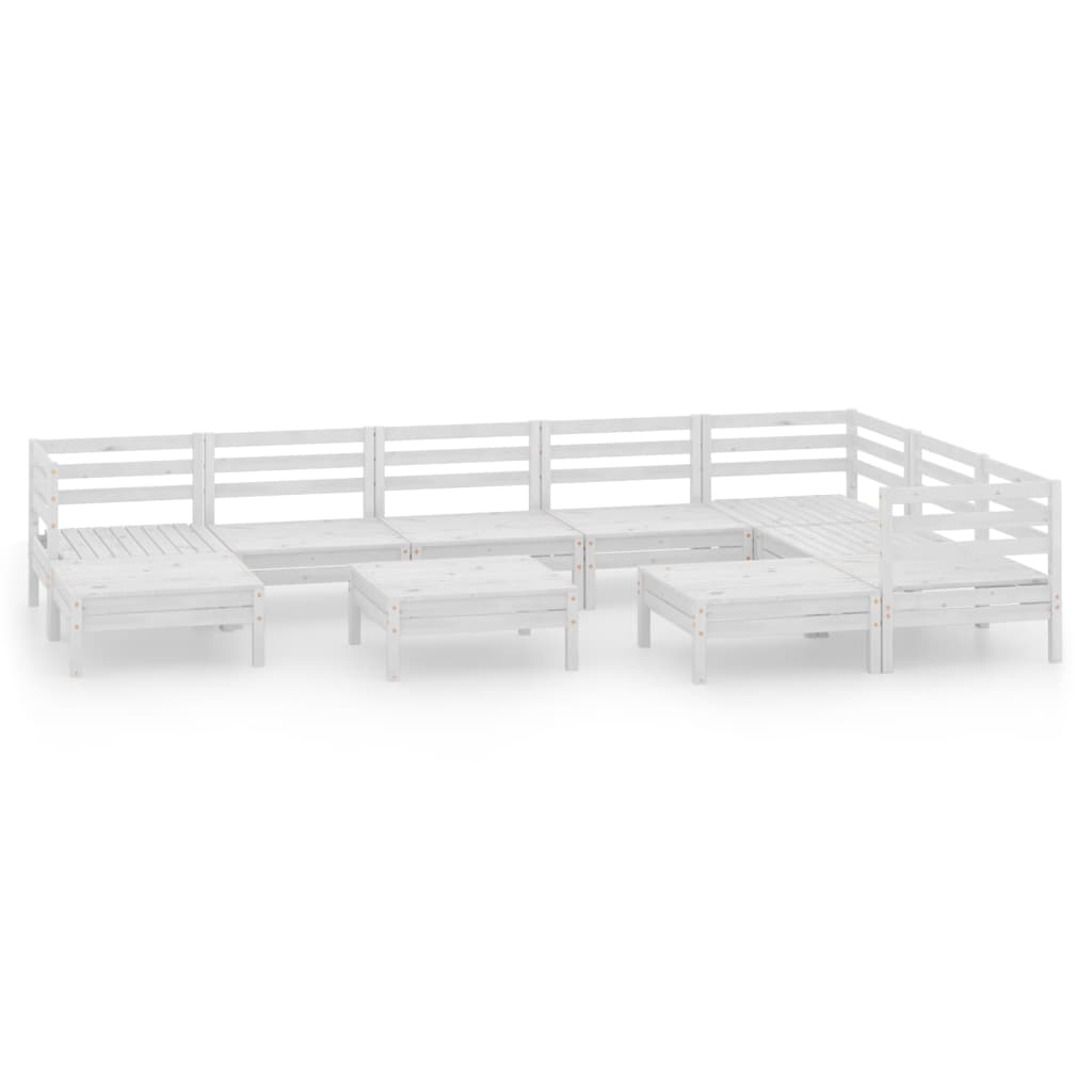 vidaXL juego de muebles de jardín 10 piezas madera maciza pino blanco