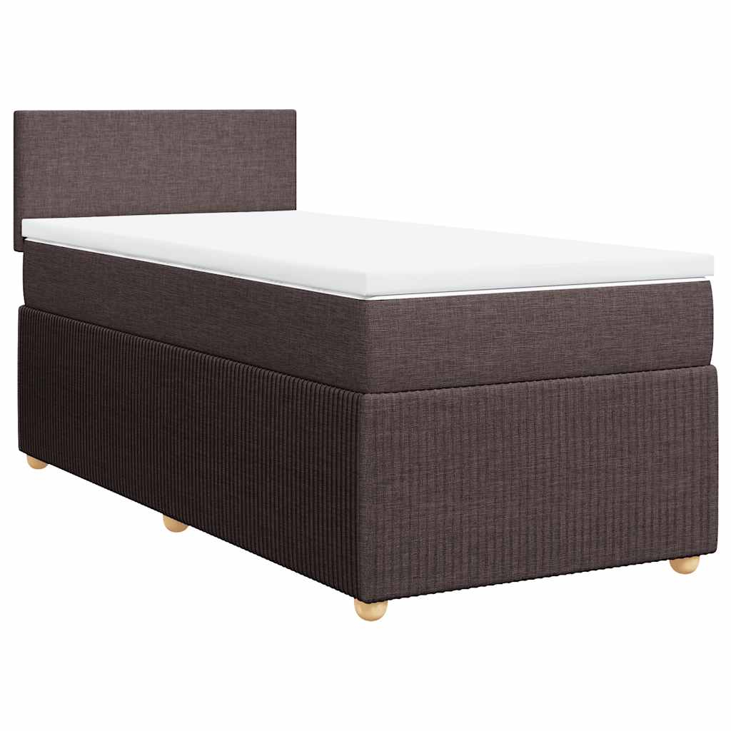 vidaXL cama box spring con colchón tela marrón oscuro 90x190 cm