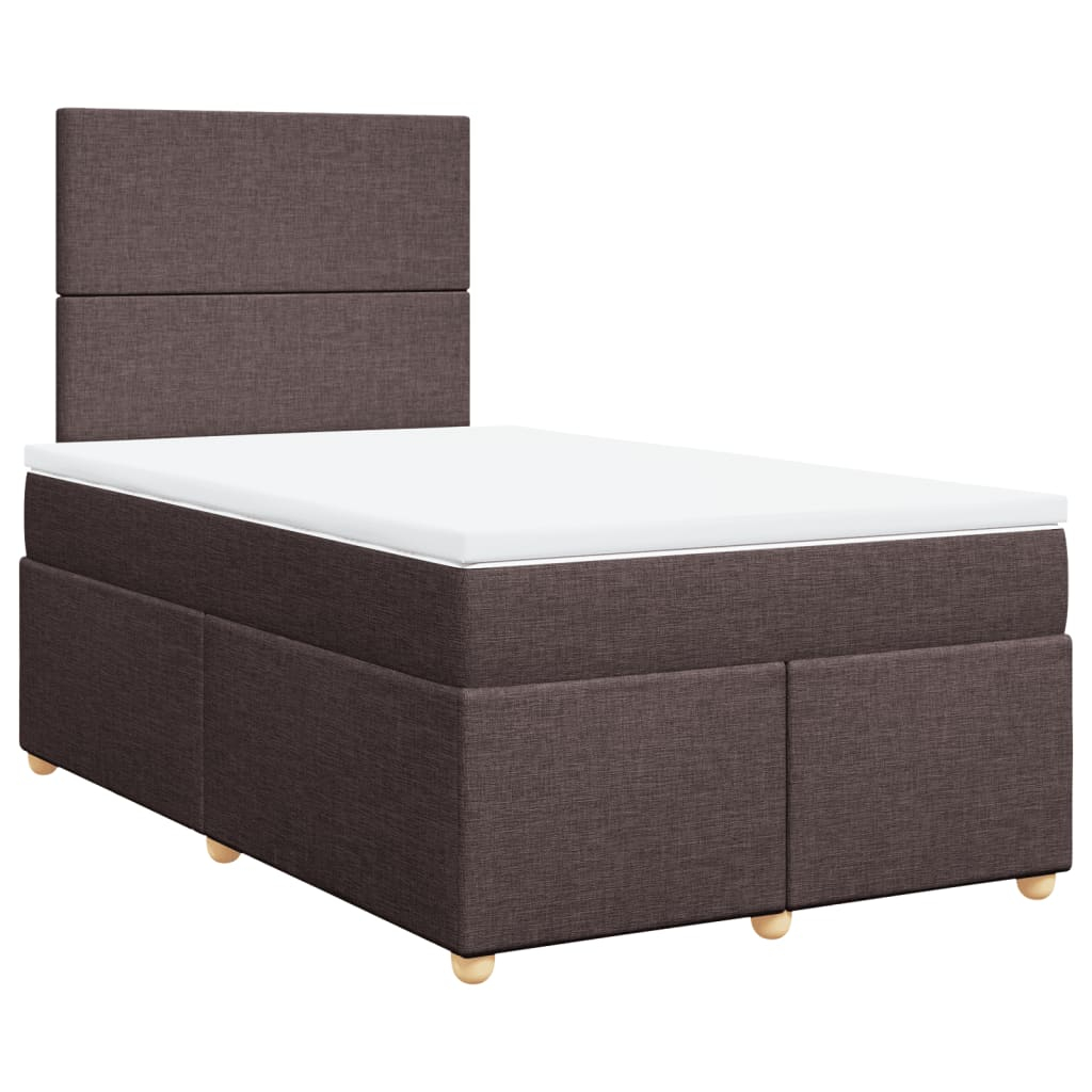 vidaXL cama box spring con colchón tela marrón oscuro 120x190 cm