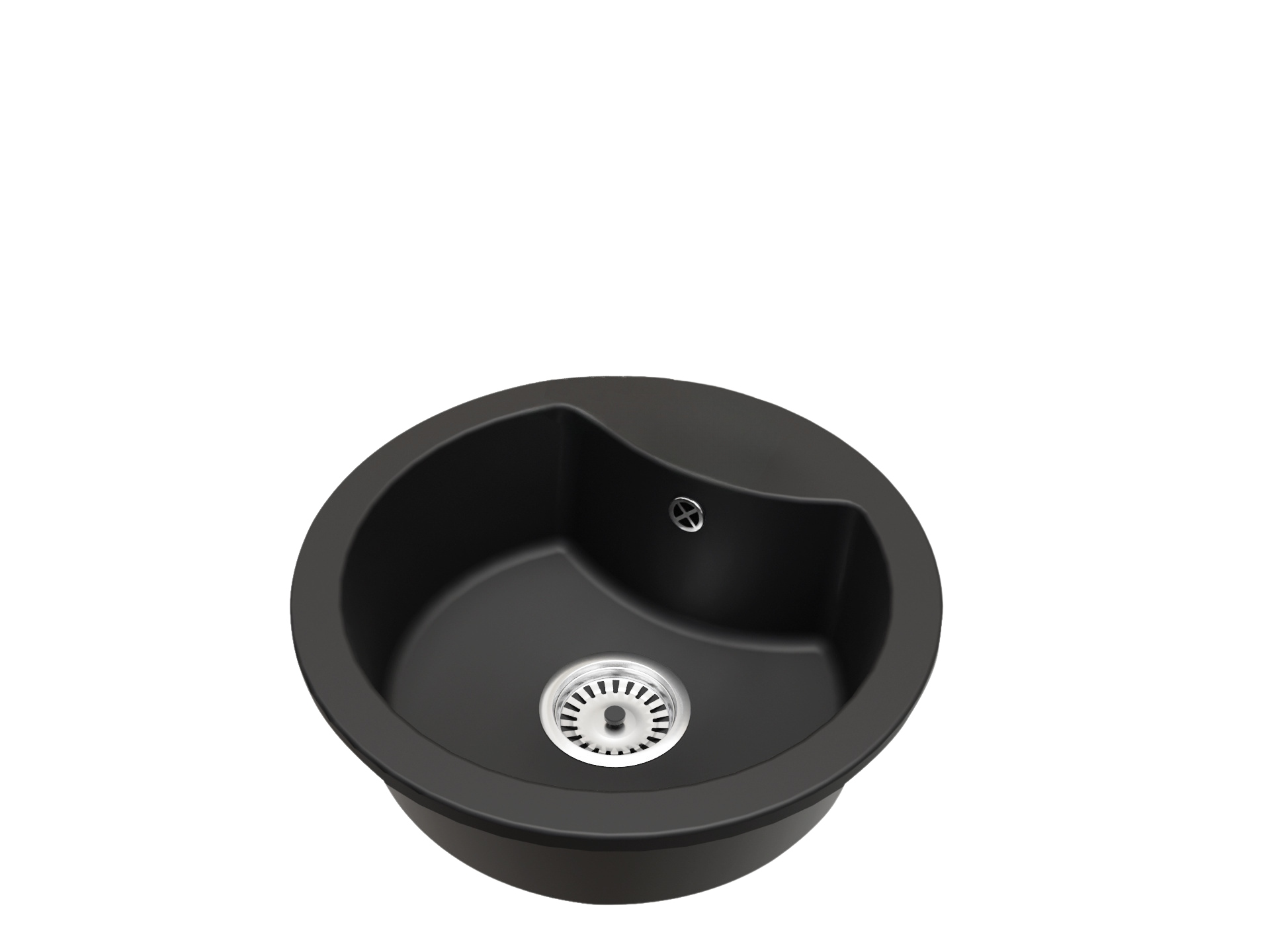 Fregadero cocina negro 48,8x48,8cm, fregadero granito 1 seno + sifón
